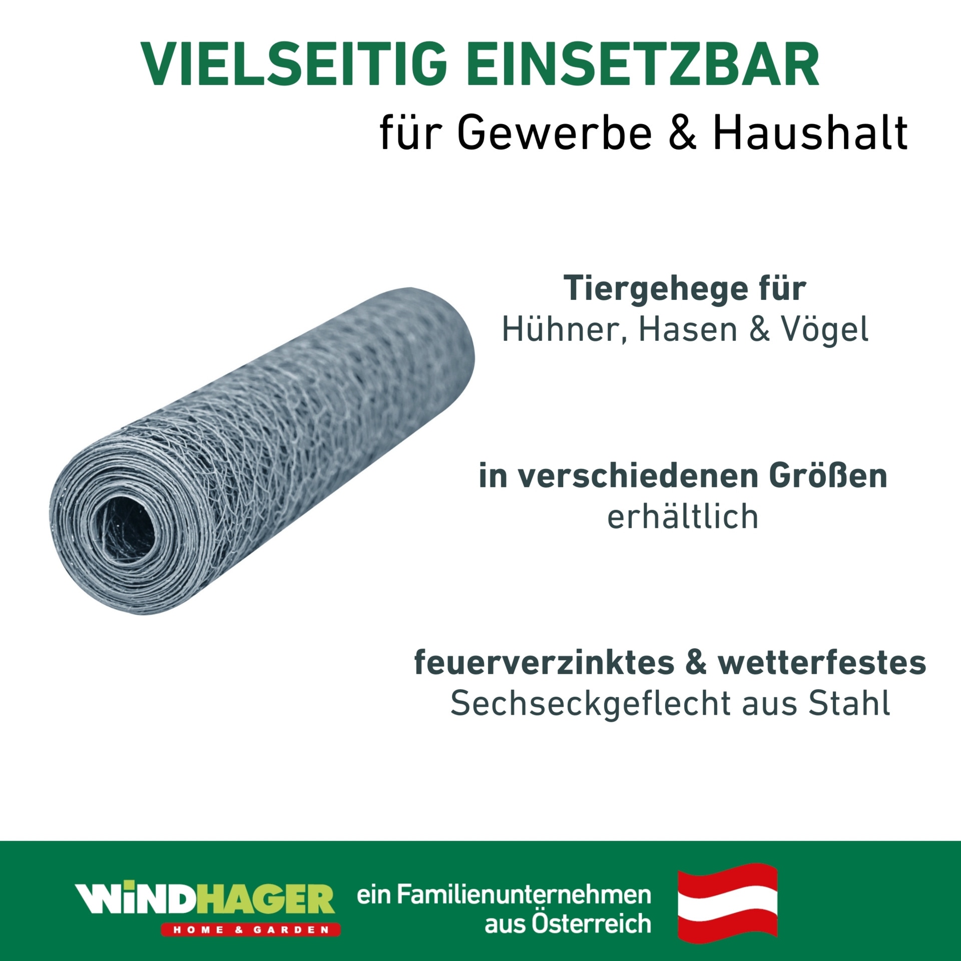 Windhager Voliere »für Hasen, Hühner und Vögel, Kleintiergeflecht verzinkt« Sechseck-Geflecht erhältlich in unterschiedlichen Größen