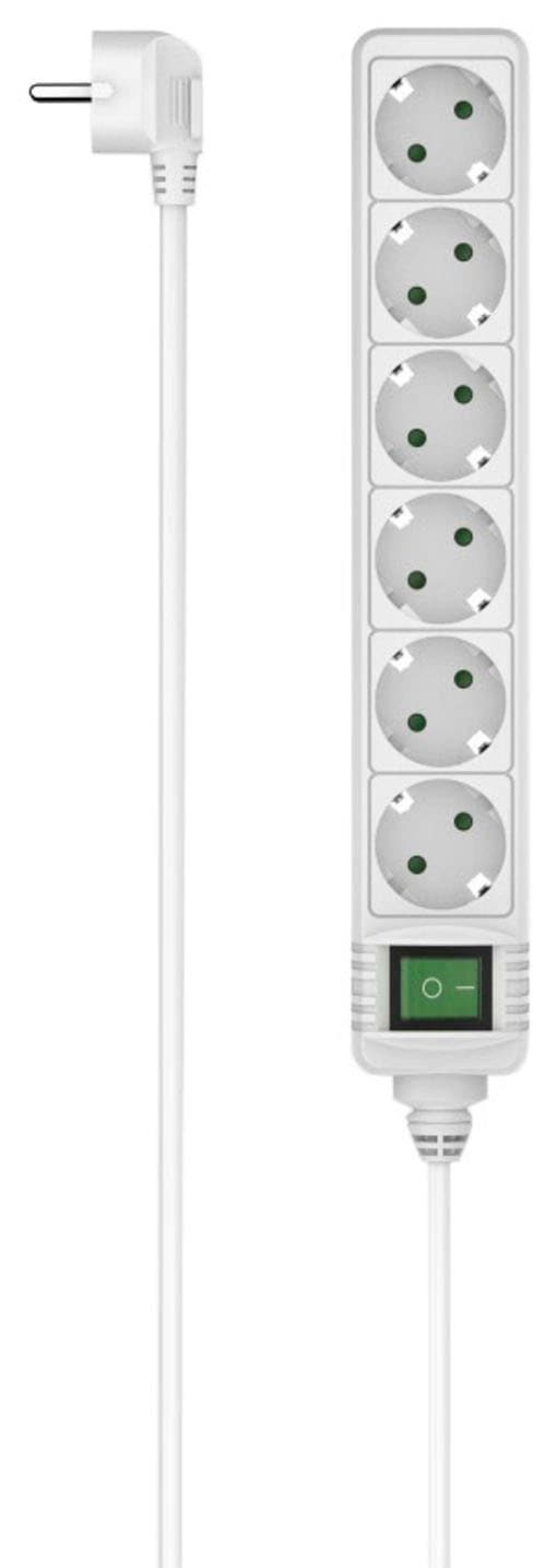 Hama Steckdosenleiste, 6-fach, (Ein- / Ausschalter-Schalterbeleuchtung Schutzkontaktkupplung-Schutzkontaktstecker Kabellänge 1,4 m)