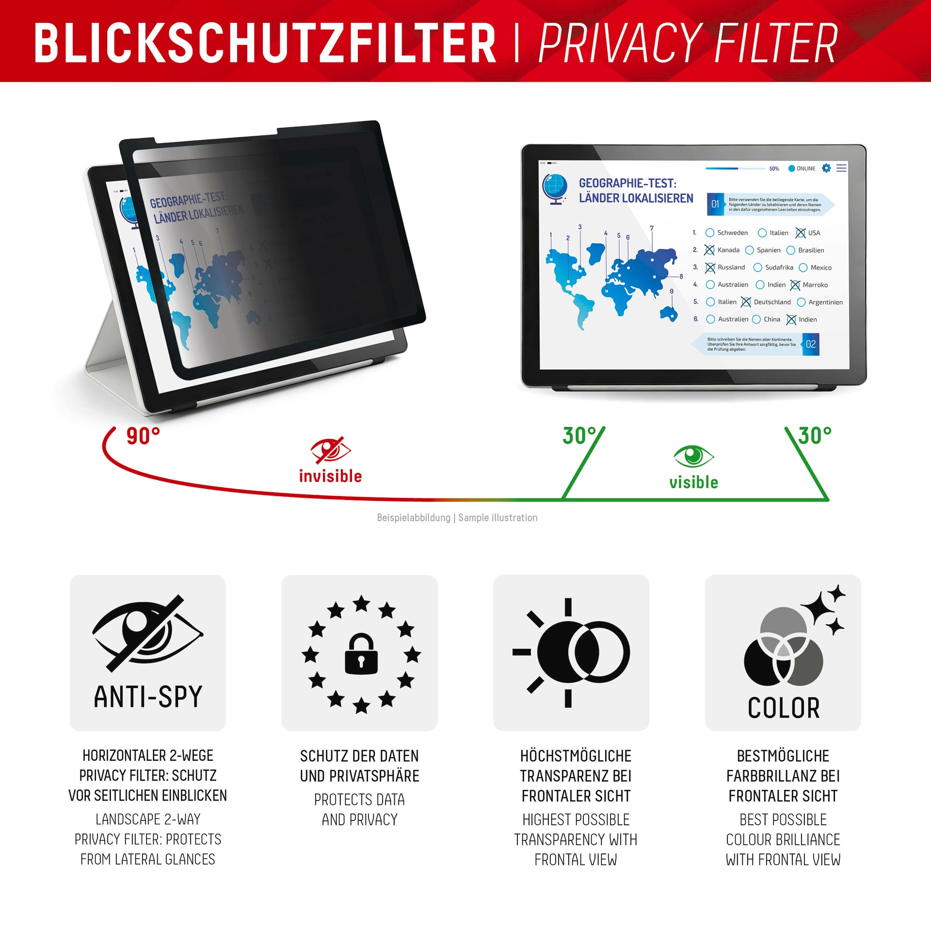 Displex Displayschutzfolie »Tablet Privacy Safe«, für Apple iPad Pro 13''-Apple iPad Air 13'' (2024/2025), Blickschutzfolie, Schutzfolie, Bildschirmschutz, kratz- & stoßfest