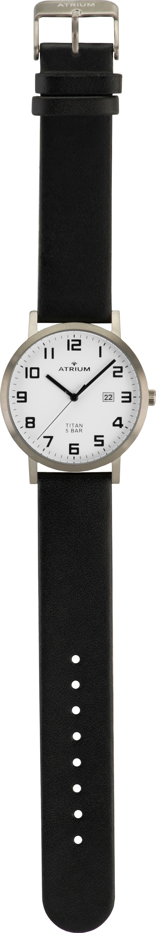 Atrium Quarzuhr, Armbanduhr, Herrenuhr, Lederarmband, analog