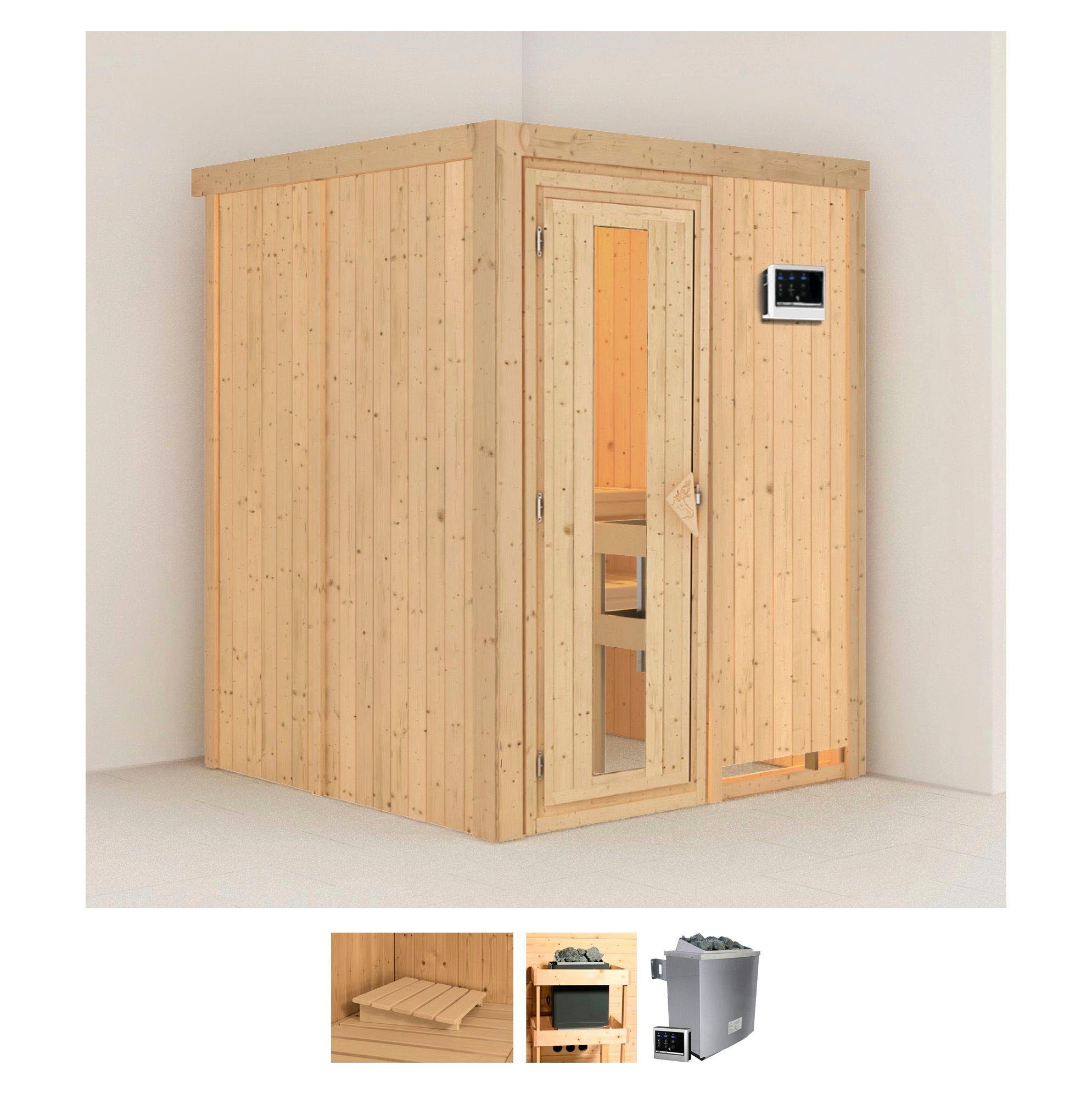 Karibu Pirtis »Norin« (Set) 9 KW-Ofen su exte...