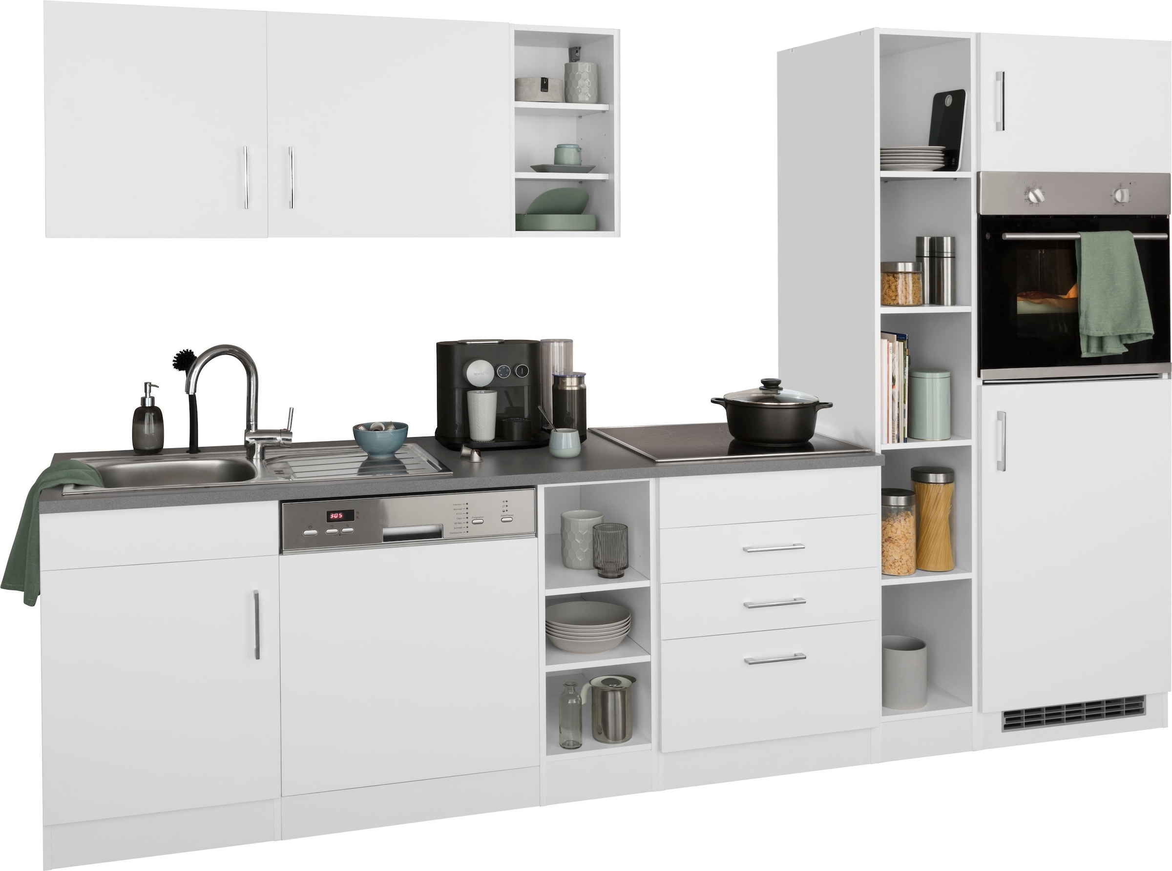 KOCHSTATION Küchenzeile »KS-Paris – Küchen mit einzigartigen Fotomotiven auf den Fronten« Breite 290 cm, wahlweise mit E-Geräten und Induktion