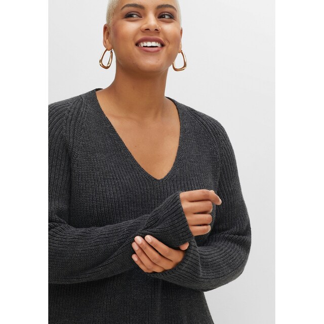 Sheego V-Ausschnitt-Pullover »Große Größen«, mit Kaschmir, in leichter  A-Linie online kaufen | BAUR