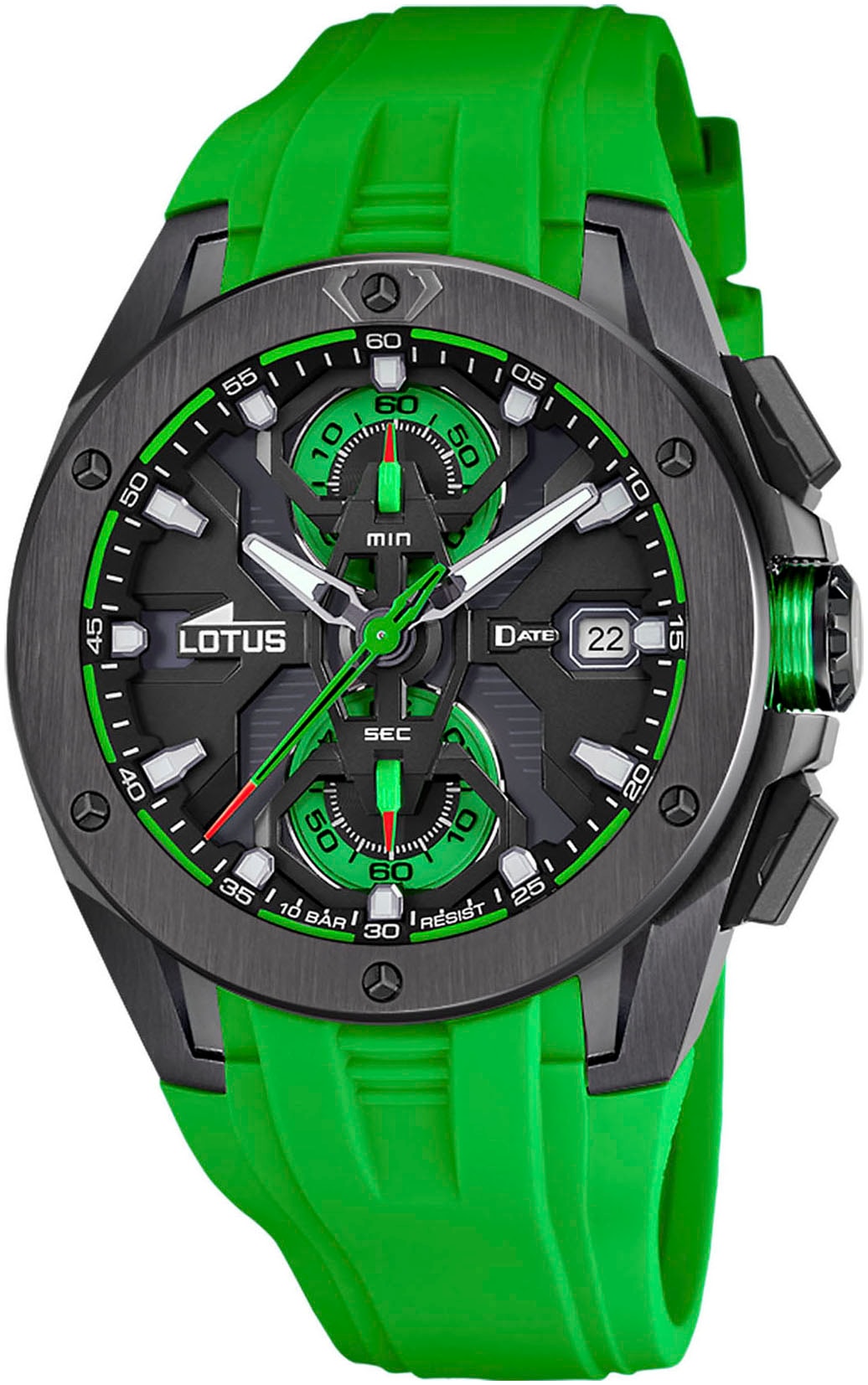 Lotus Chronograph »Vortex«, Quarzuhr, Armbanduhr, Herrenuhr, Tag, Stoppfunktion, Kautschukarmband