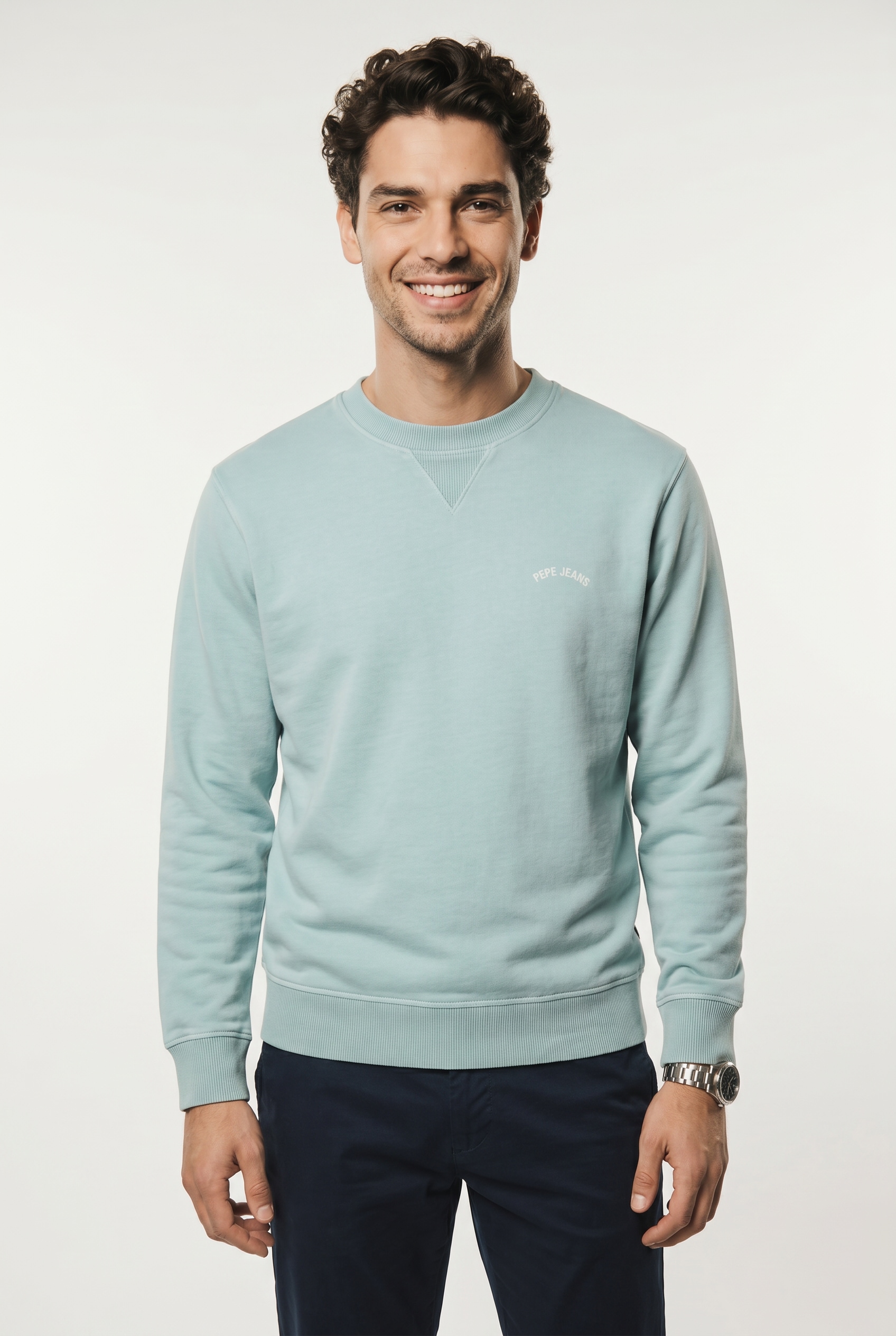 Pepe Jeans Sweatshirt "JOHN CREW", mit Rippeinsatz am Rundhals, Logoschriftzug