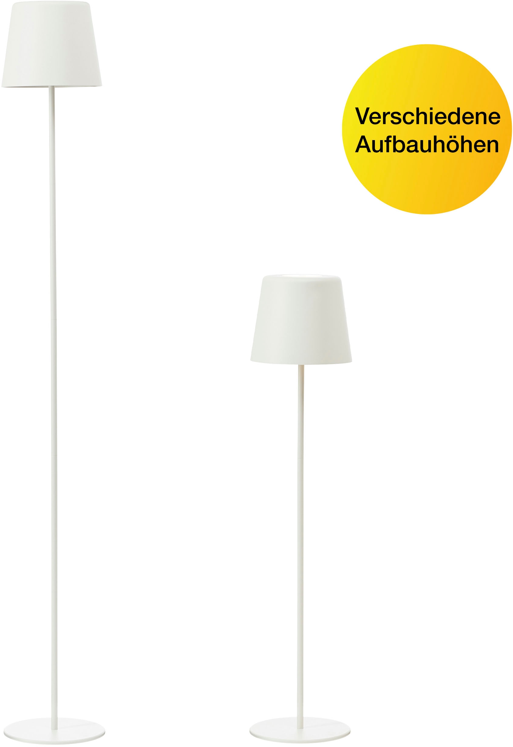 Brilliant LED Außen-Stehlampe "Kaami - mobile LED Außen Stehlampe" 1 Stk. Warmweiß Akkubetrieben, 129 cm, 350 lm, 3000 K, 3-Stufen dimmbar, Metall