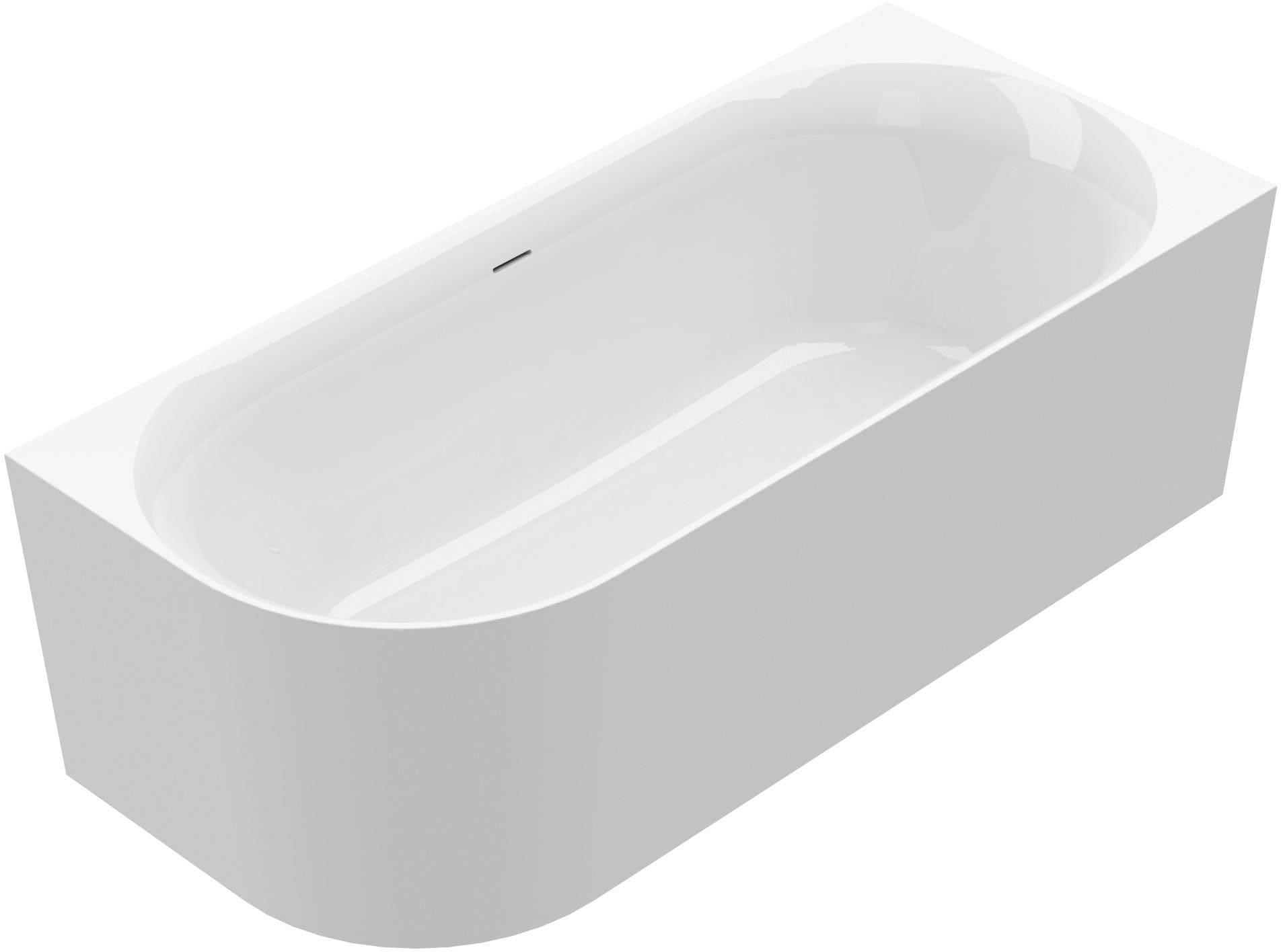 OTTOFOND Badewanne »Mince Corner links 180 cm weiß«, (1 tlg.), inkl. Ablaufgarnitur, Schlitzüberlauf, Fußgestell, schmale Wannenkante