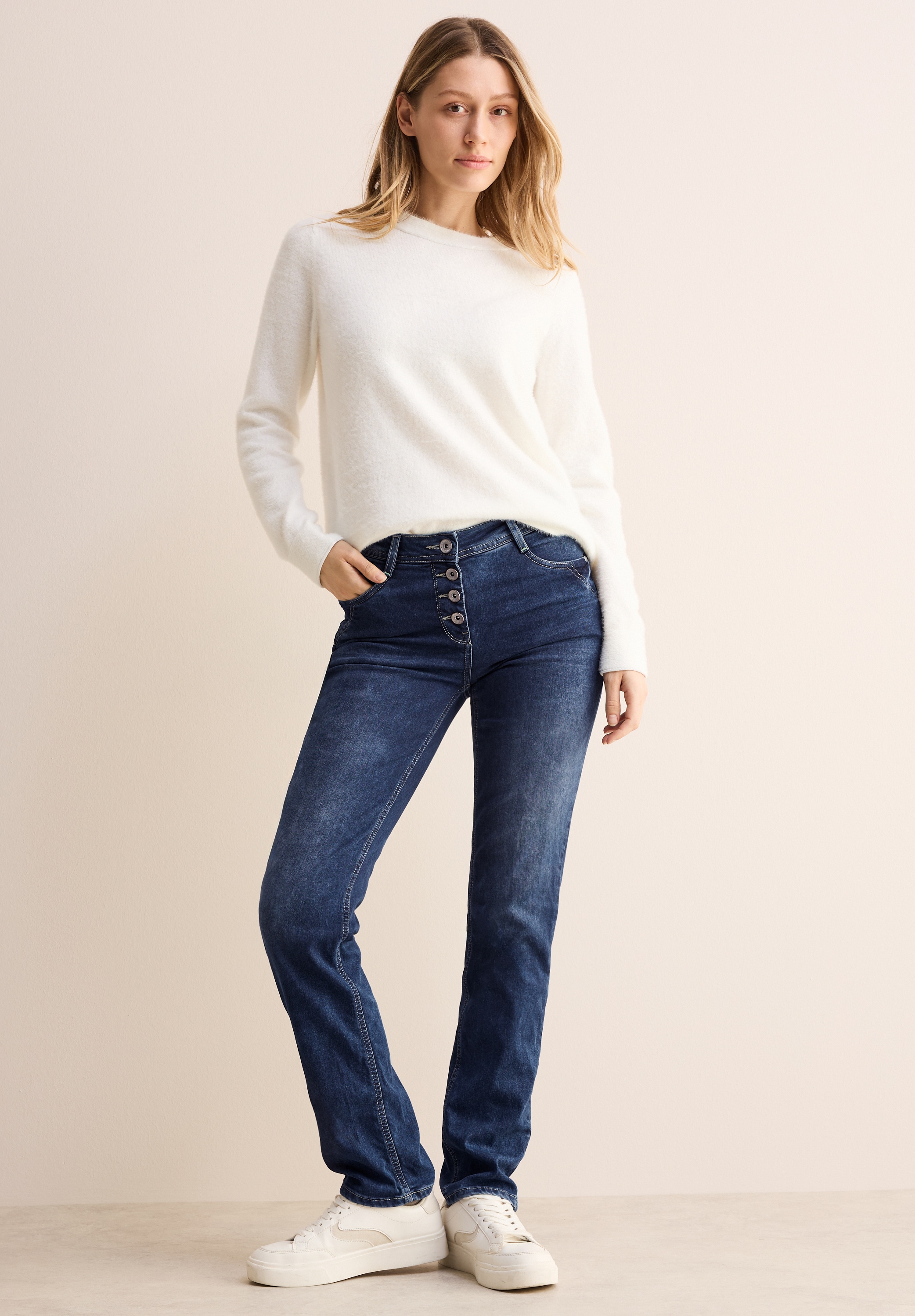 Straight-Jeans, mit Knopfleiste