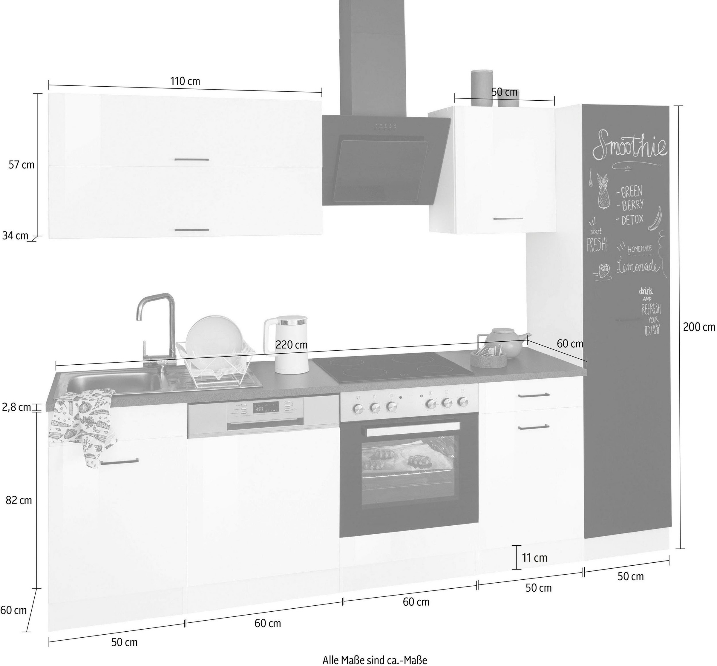 KOCHSTATION Küchenzeile »KS-Trier«, ohne E-Geräte, Breite 270 cm