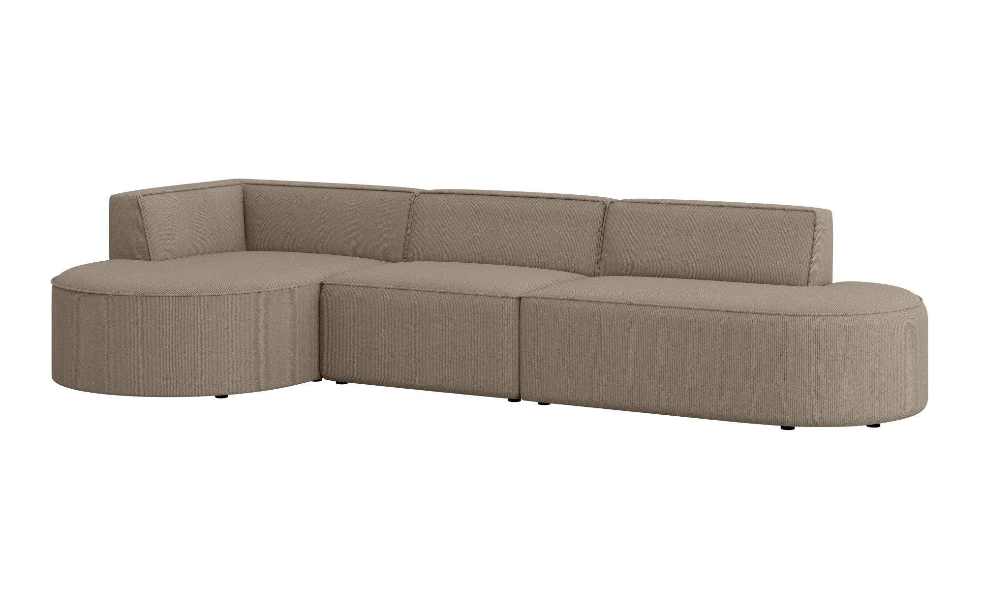 OTTO home Ecksofa »EIVIND Designer Sofa mit Ottomane rechts/links, B/T/H: 343/159/72 cm« L-Form mit Wellenunterfederung, auch in Feincord und Bouclé