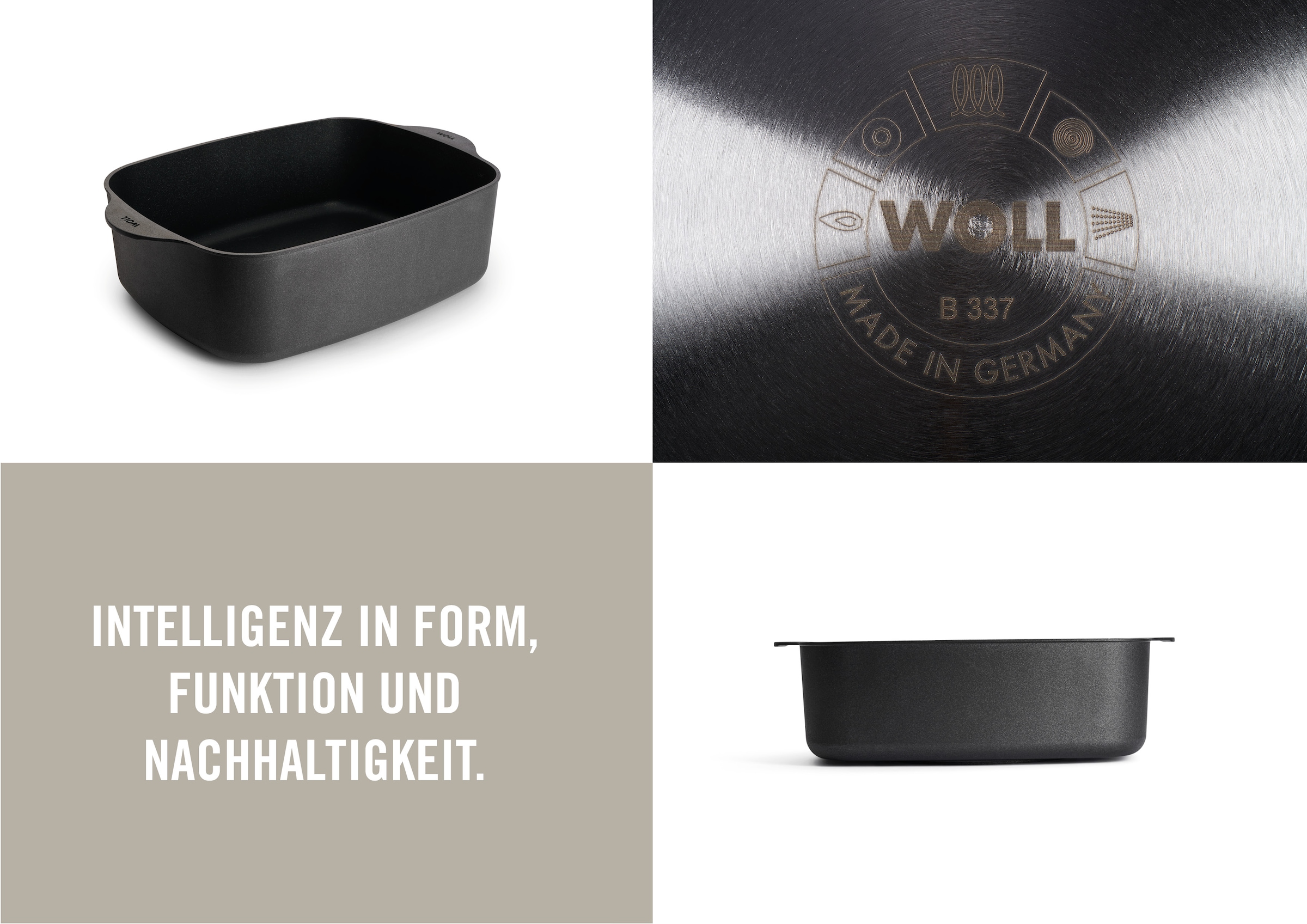 WOLL MADE IN GERMANY Bräter »Eco Logic QXR, mit Deckel und Silikongriffen«, Aluminiumguss, (4 tlg.), PFAS-freie Diamond-QXR - Beschichtung