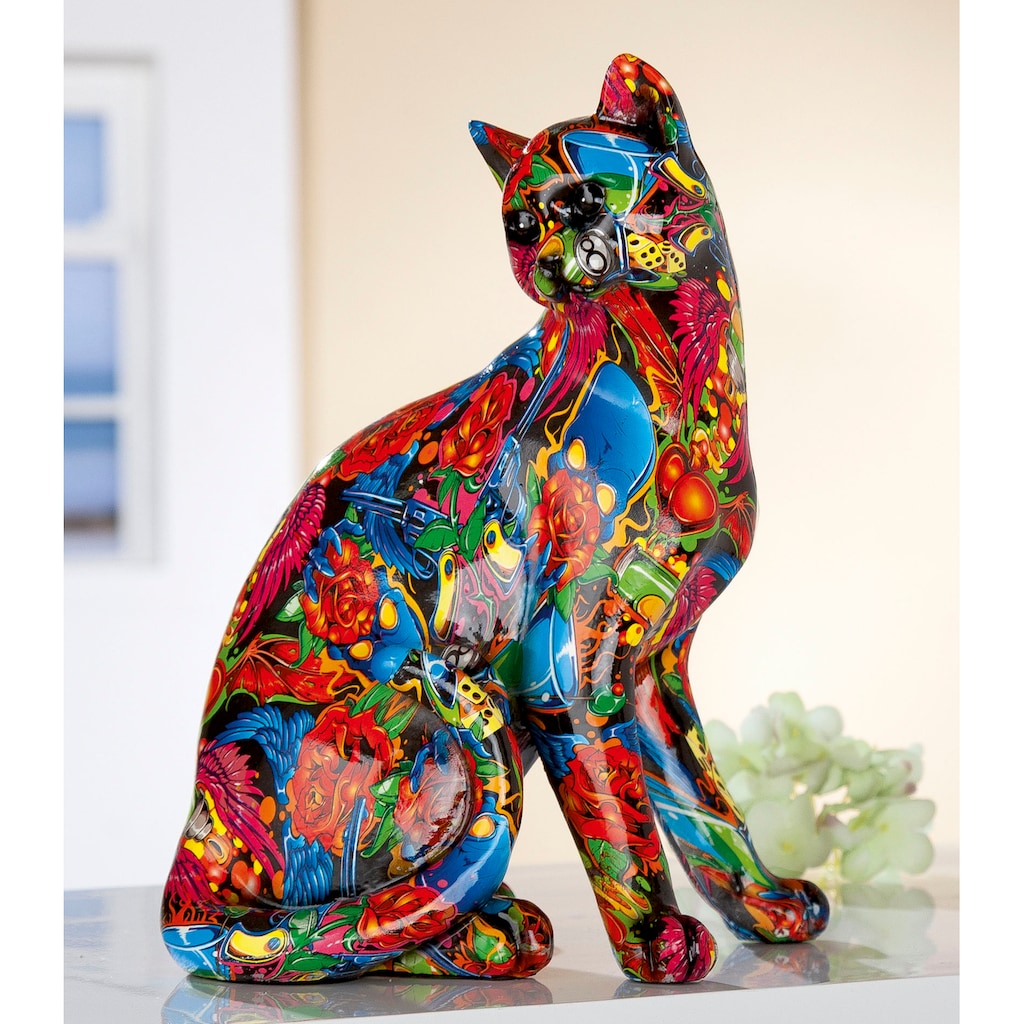 GILDE Dekofigur »Figur Pop Art Katze«, Dekoobjekt, Tierfigur, Höhe 29 cm, Wohnzimmer