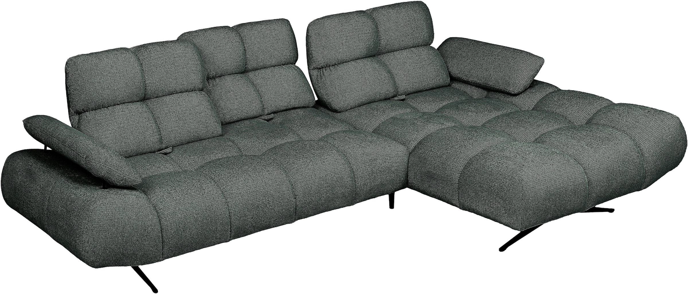 WERK2 Ecksofa »Prado-S Designer Sofa in L-Form mit Bubble-Optik, 285 cm breit« Sitztiefenverstellung an allen 3 Rückenelementen & Schwebe-Optik