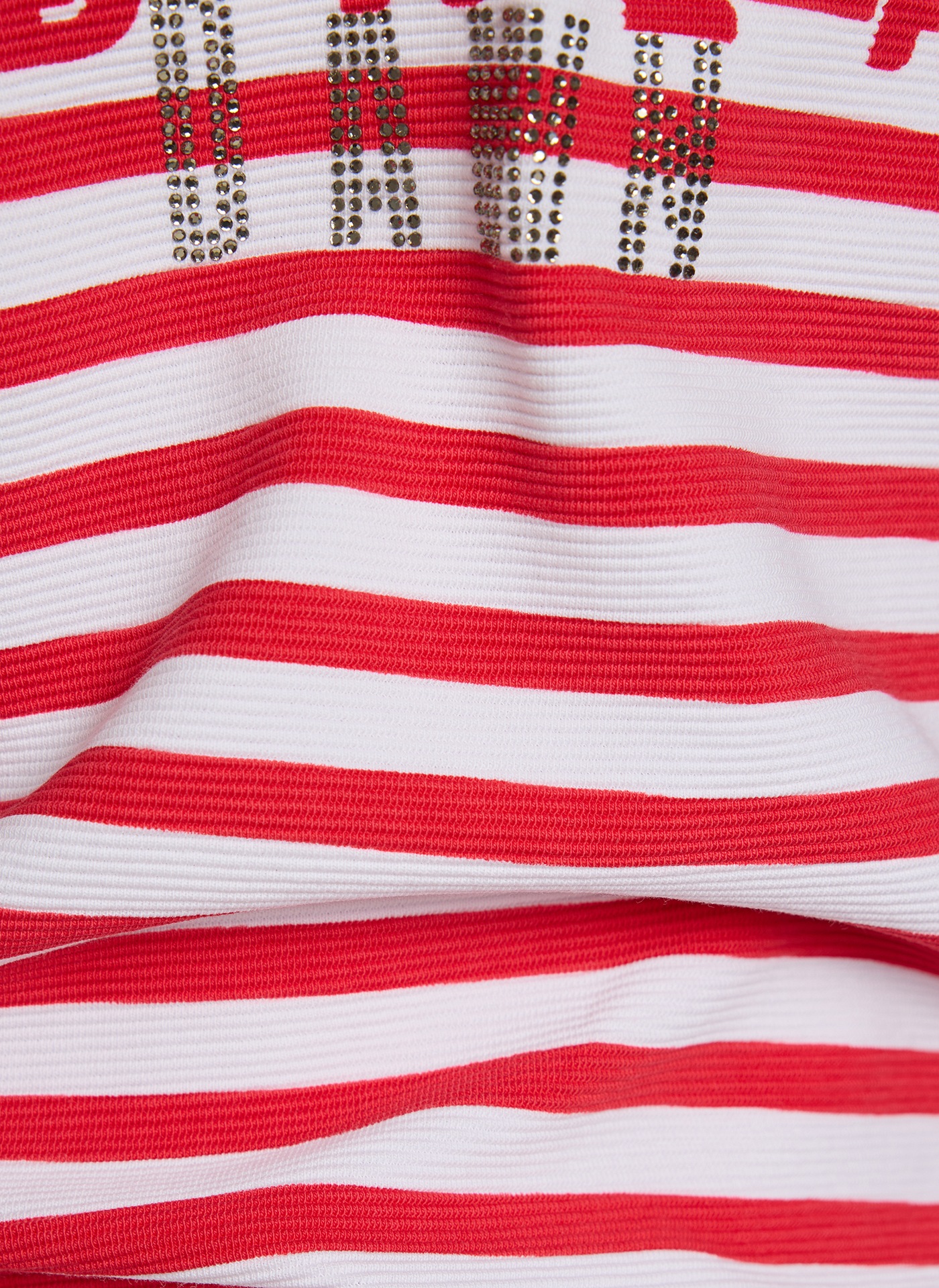 Rabe Rundhalsshirt im Streifen-Look und mit Glitzer-Druck