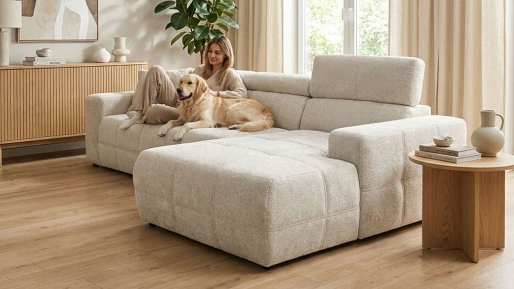 OTTO home Ecksofa "Ballerup 235 x 175 cm, auch mit verstellbarer Sitztiefe" Kopfteile verstellbar, Pet Friendly Bezug, L-Form