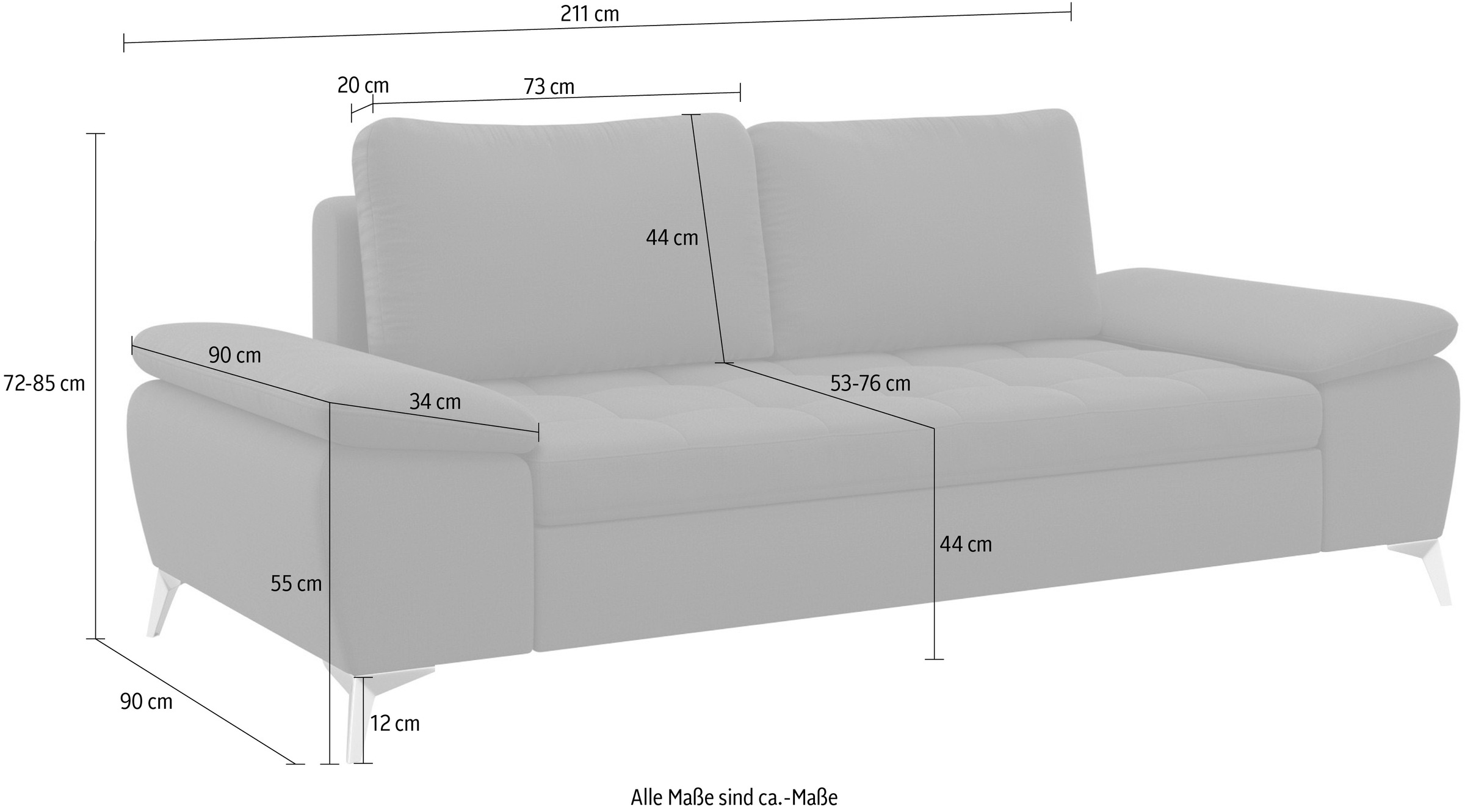 sit&more 2,5-Sitzer »Latigo«, mit hochwertigen Metallfüßen