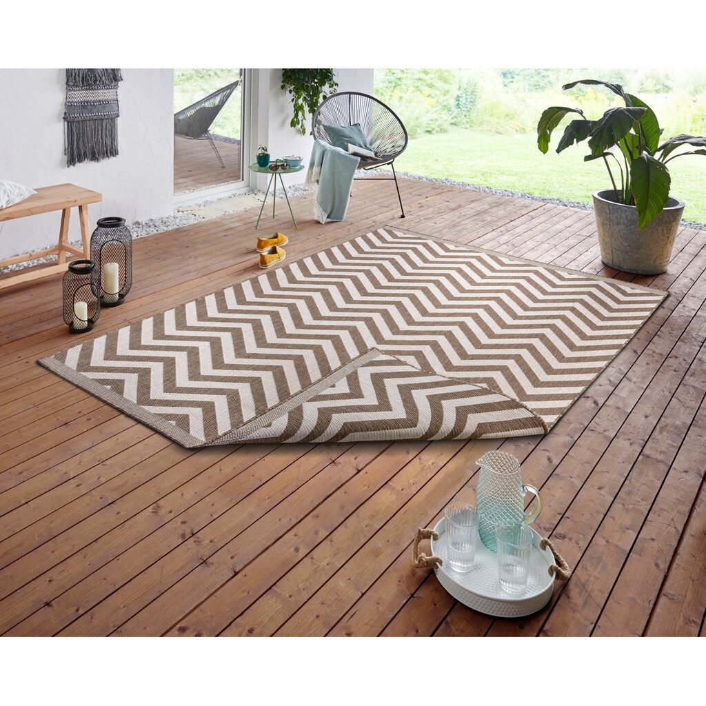 NORTHRUGS Teppich »Palma Wendeteppich«, rechteckig, In-& Outdoor, Wetterfest, Balkon, Garten, Wohnzimmer, Wasserfest