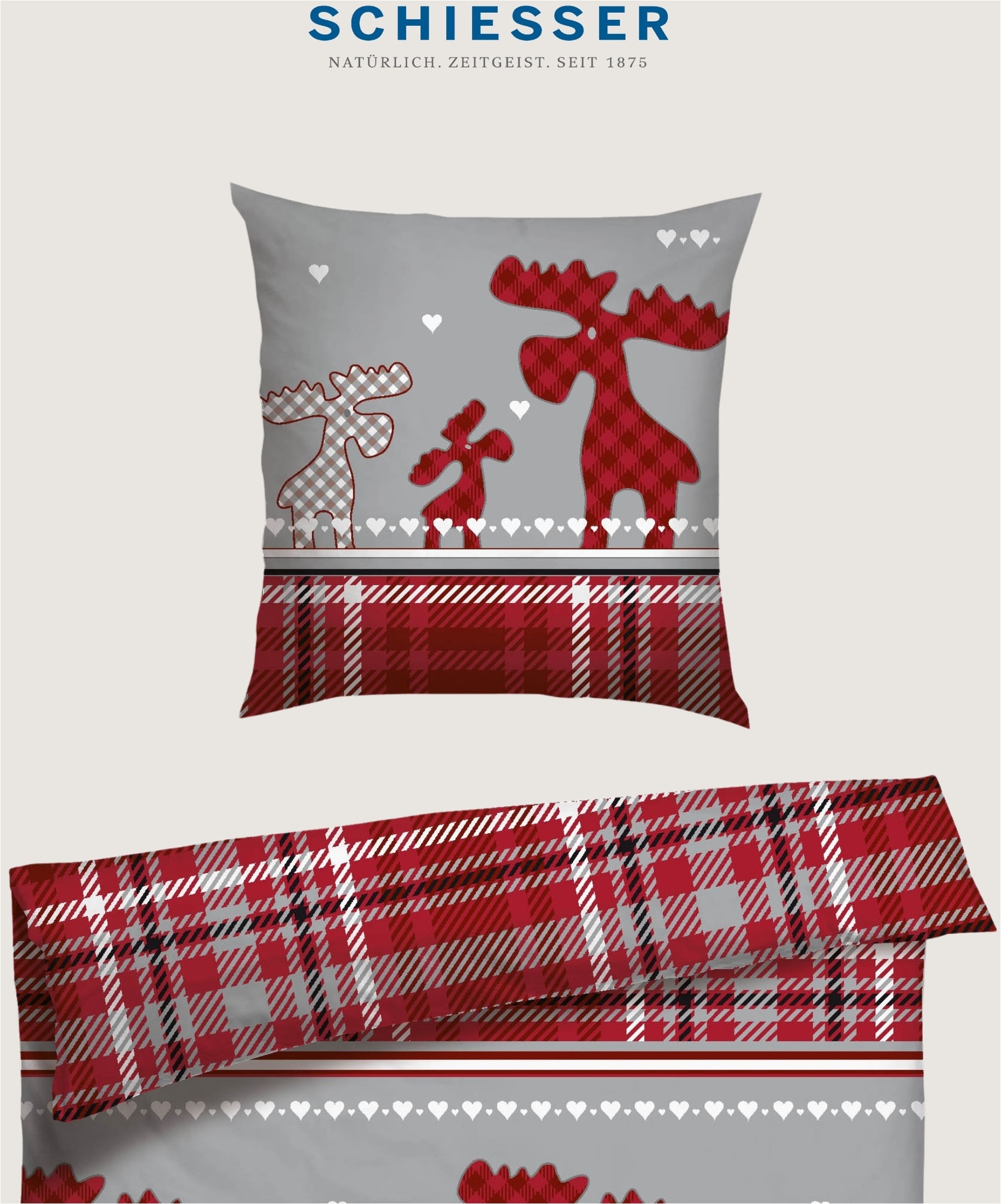 Schiesser Bettwäsche »Salous aus weichem Baumwollflanell mit Winterprint« 2 Stk. tlg. Made in Green