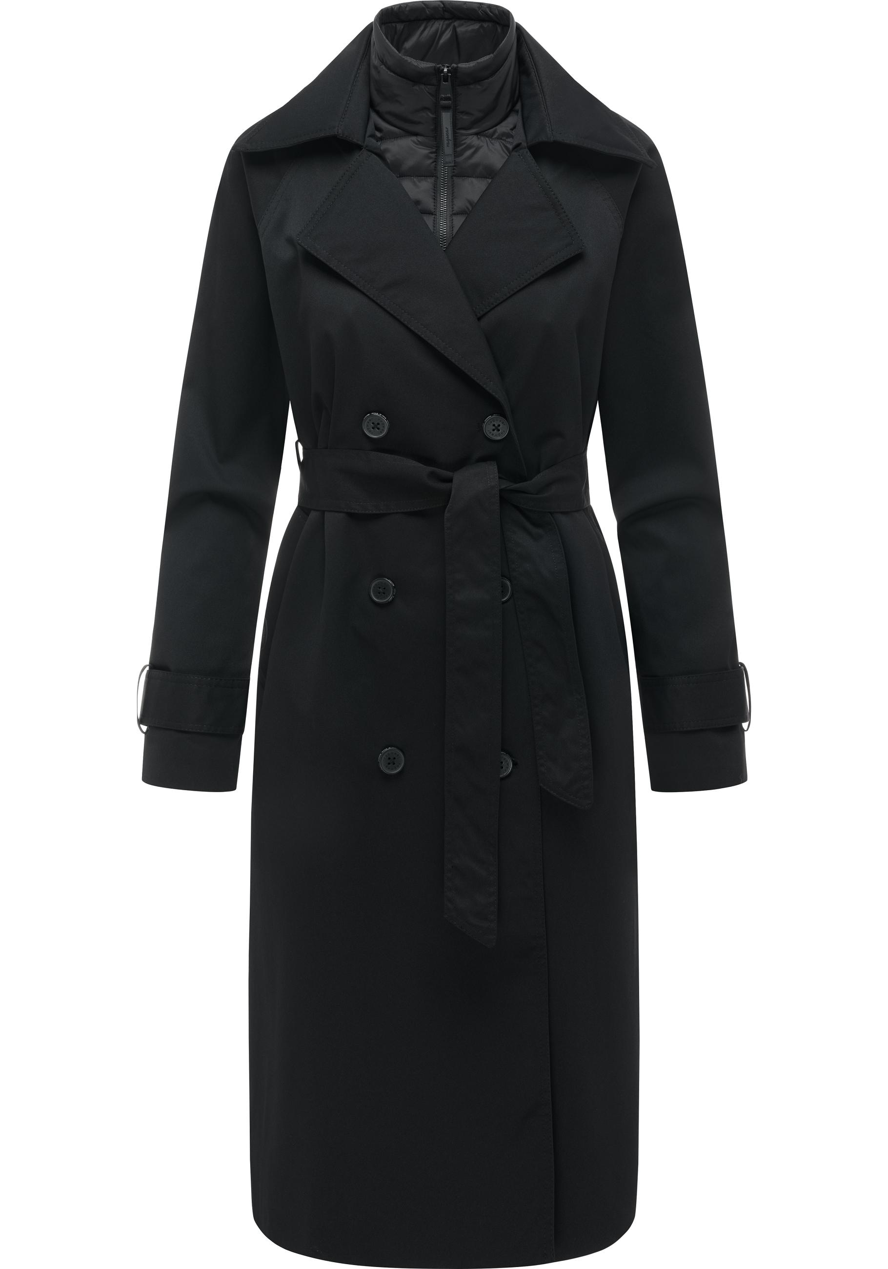 RAGWEAR Damen Trenchcoat "Trenchie Y"schwarz, Gr. S, Obermaterial: 100% Polyester. Obermaterial 2: 100% Nylon. Innenfutter: 100% Polyester.