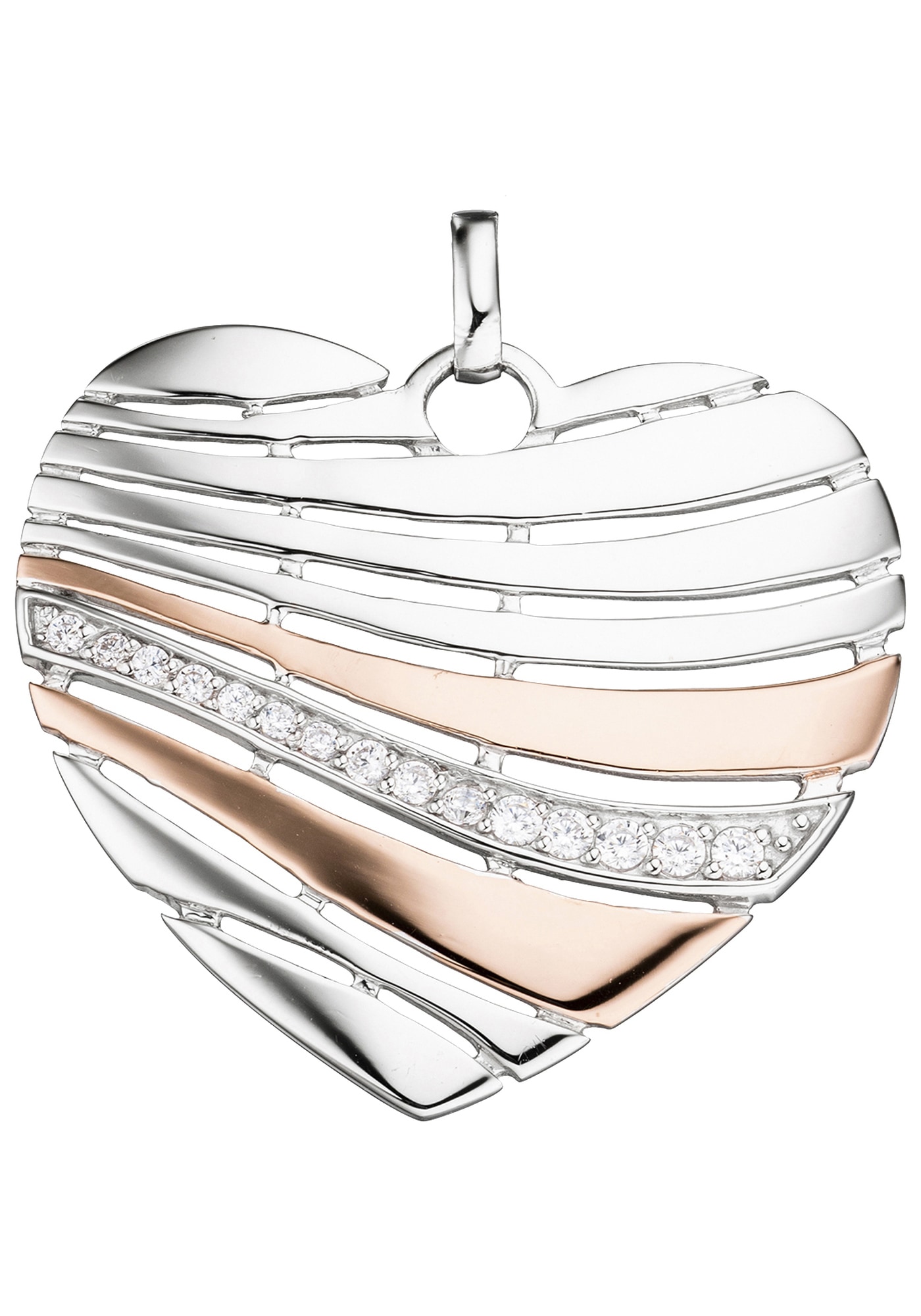 Zirkonia mit JOBO bicolor BAUR »Anhänger Silber 925 roségold Herz«, bestellen vergoldet Herzanhänger |