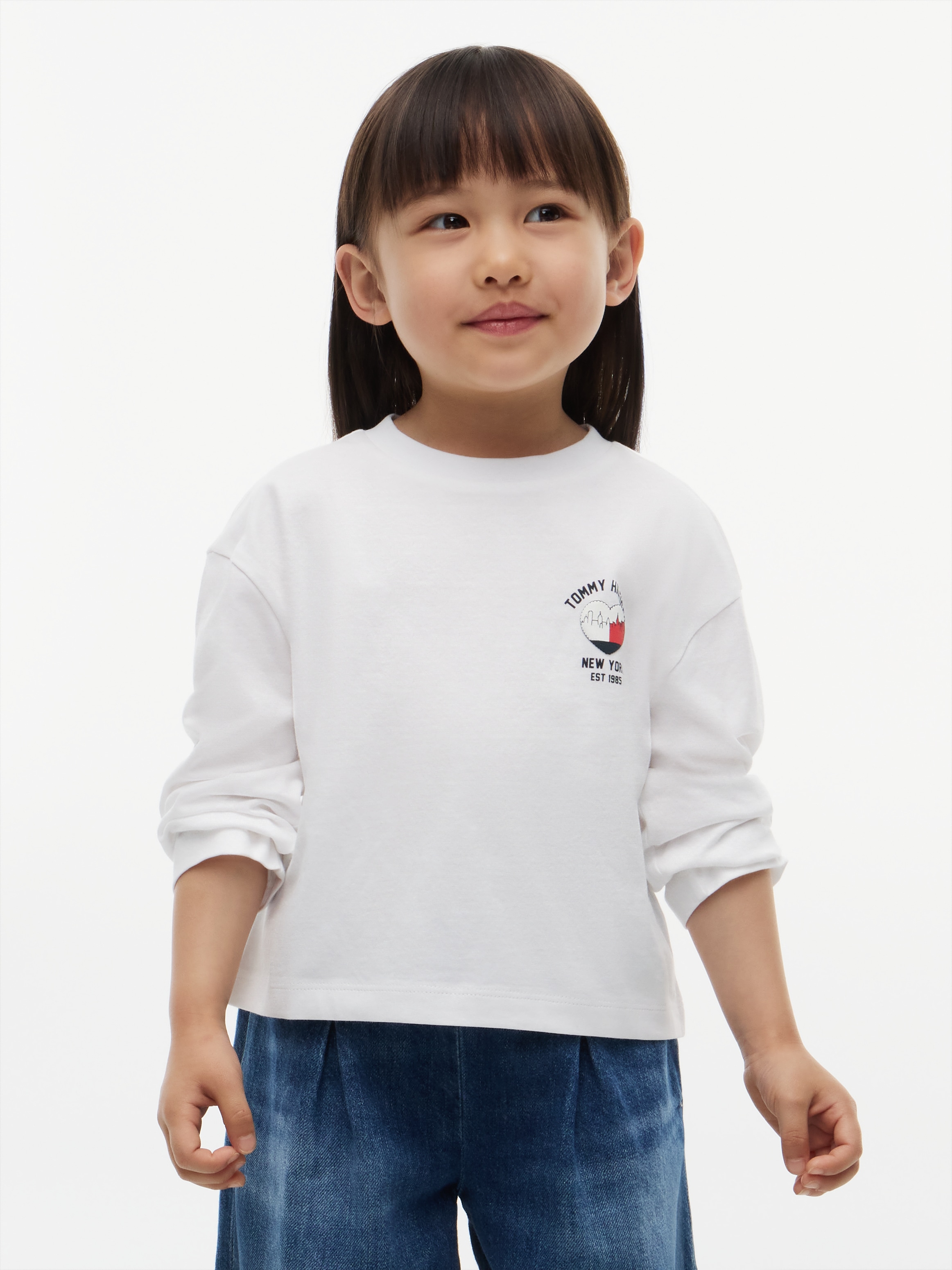 Tommy Hilfiger Langarmshirt Rundhalsausschnitt, reine Baumwolle, für Baby & Kinder