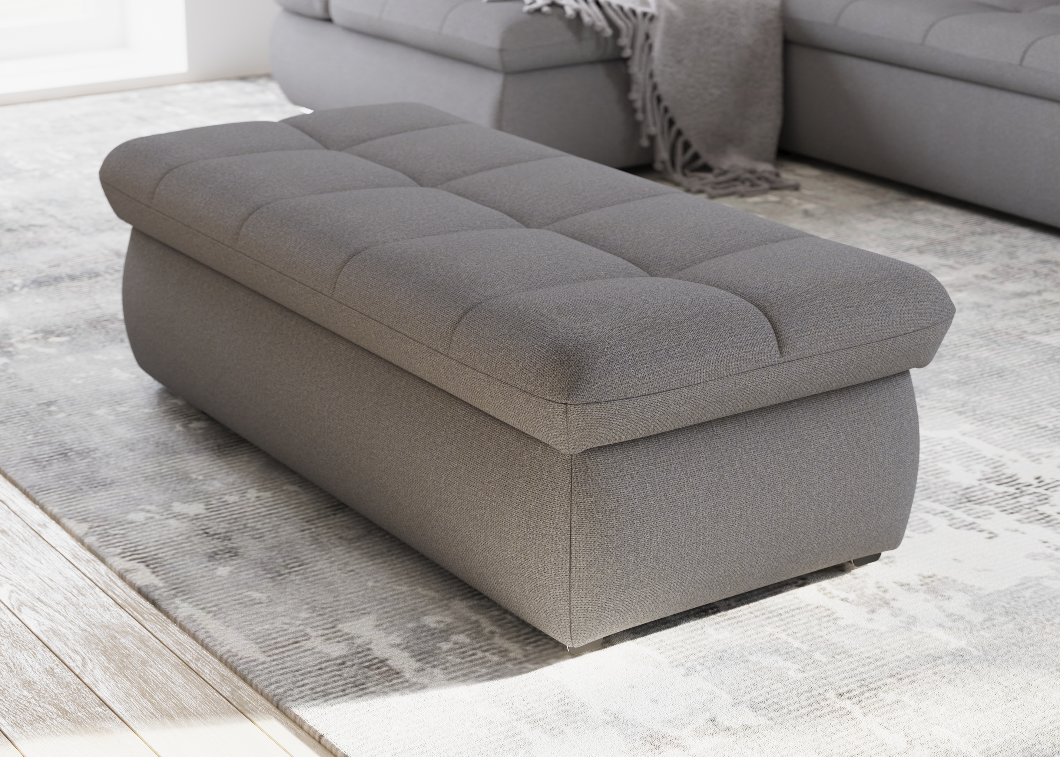 DOMO collection Polsterhocker "MORIC 136x64 cm, praktisch und komfortabel" inklusive Stauraum