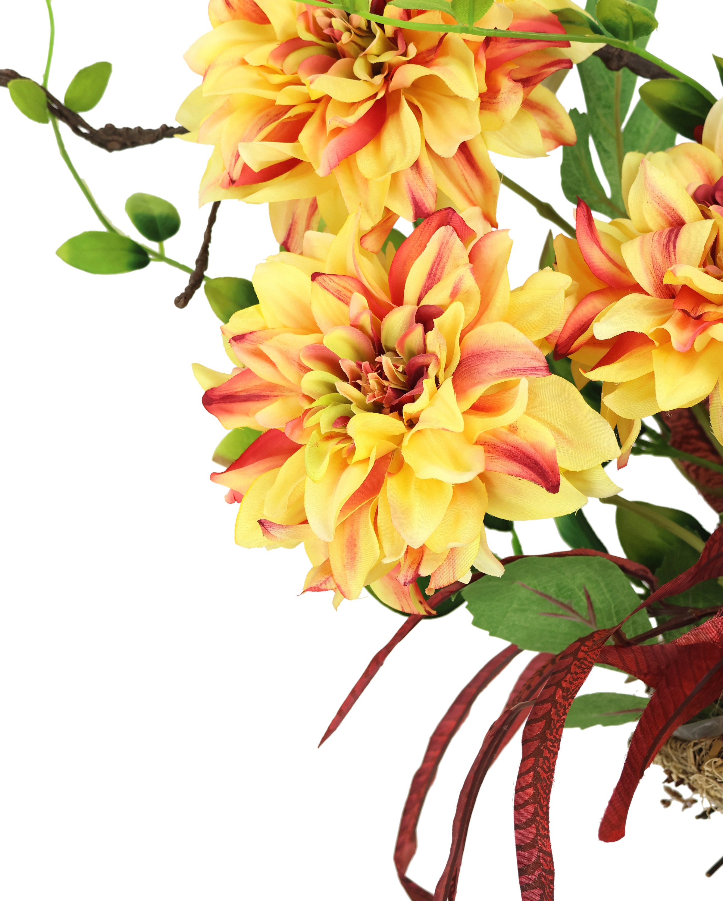 I.GE.A. Kunstblume »Dahlien-Arrangement in Pflanzschale Gesteck aus künstlichen Blumen«, Herbstgesteck Künstliche Dekorationen Herbst Blumendekoration