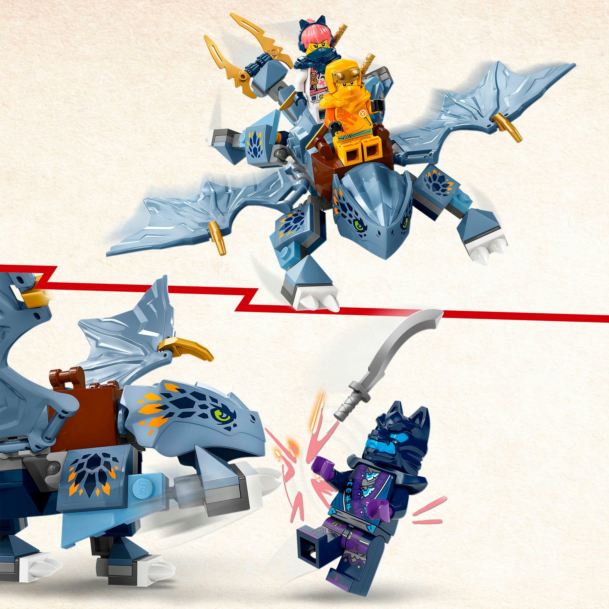 LEGO® Konstruktionsspielsteine »Riyu der Babydrache (71810), LEGO Ninjago«, (132 St.), Made in Europe