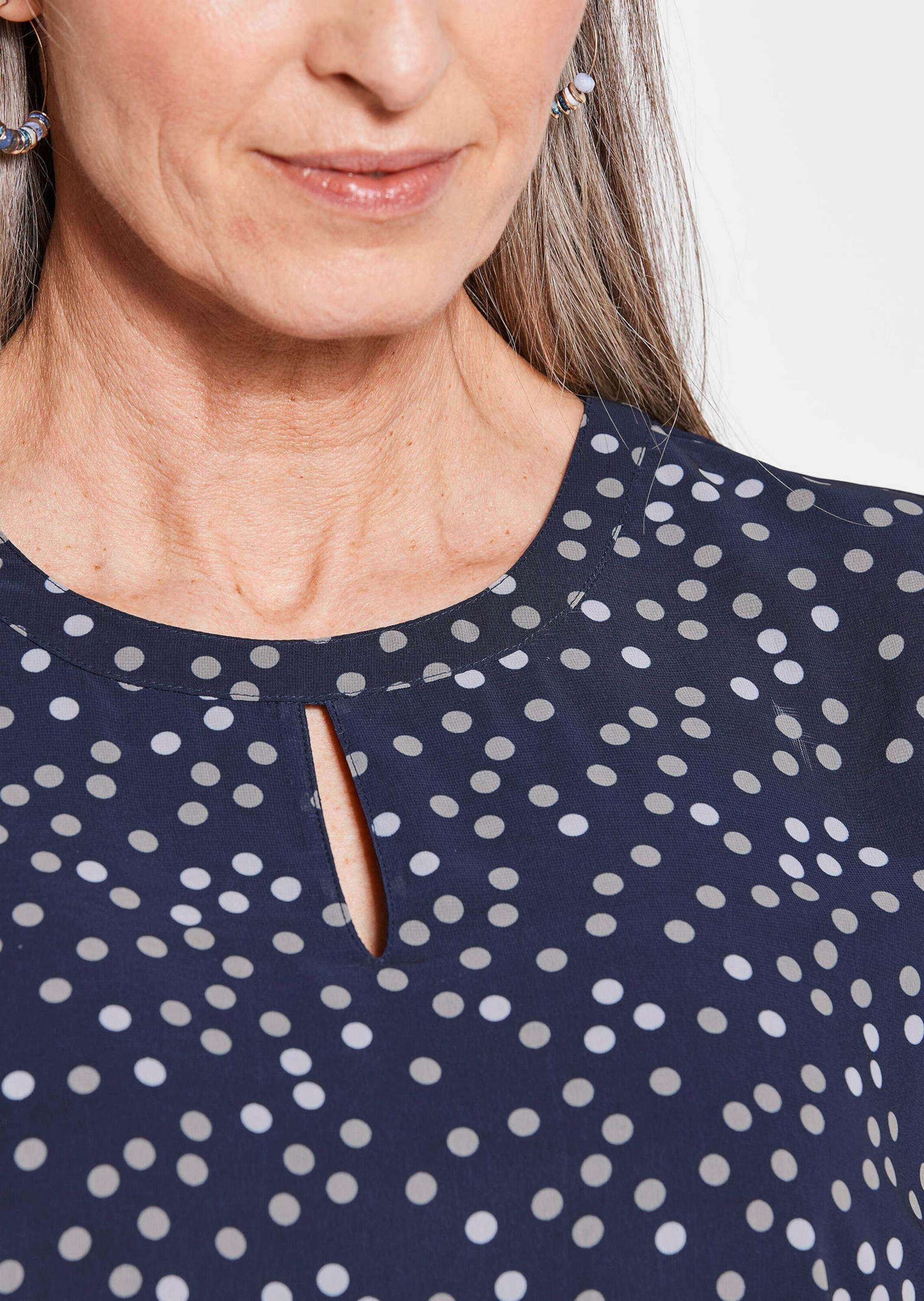 GOLDNER Kurzarmbluse »Chiffonbluse Damen mit Tupfen-Alloverprint und Rundhalsausschnitt«