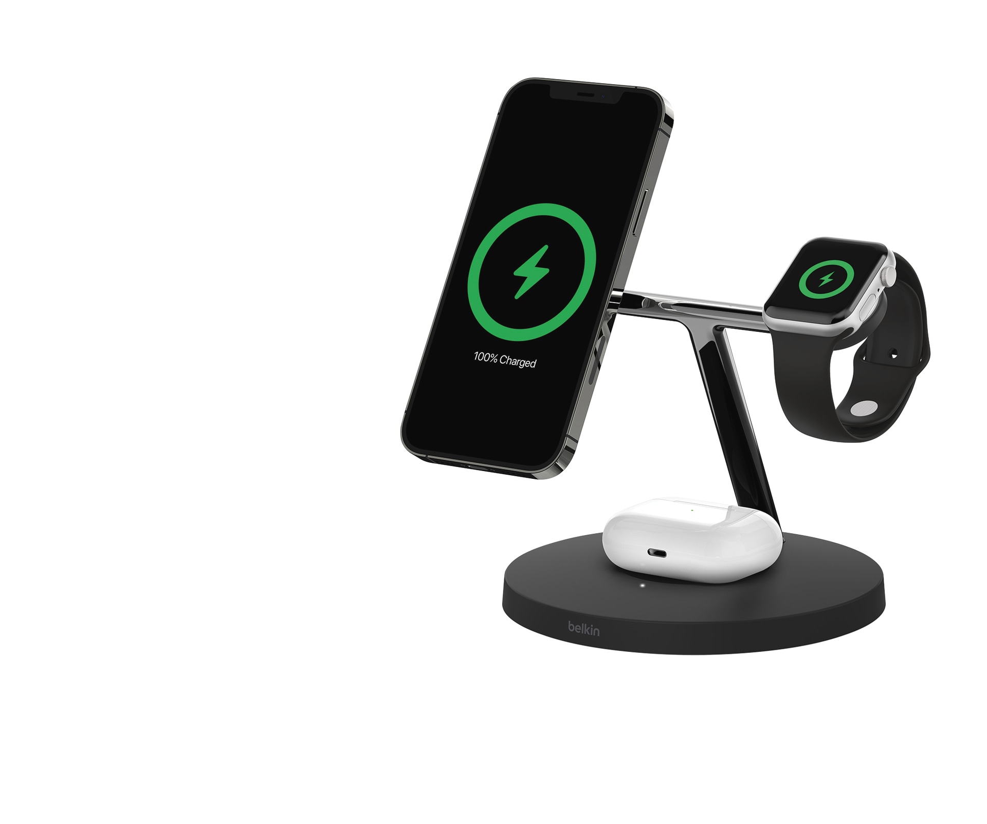 Belkin Wireless Charger »BoostCharge Pro«, Kabelloses 3-in-1 Ladegerät mit Qi2 für iPhone 16/15/14/13/12