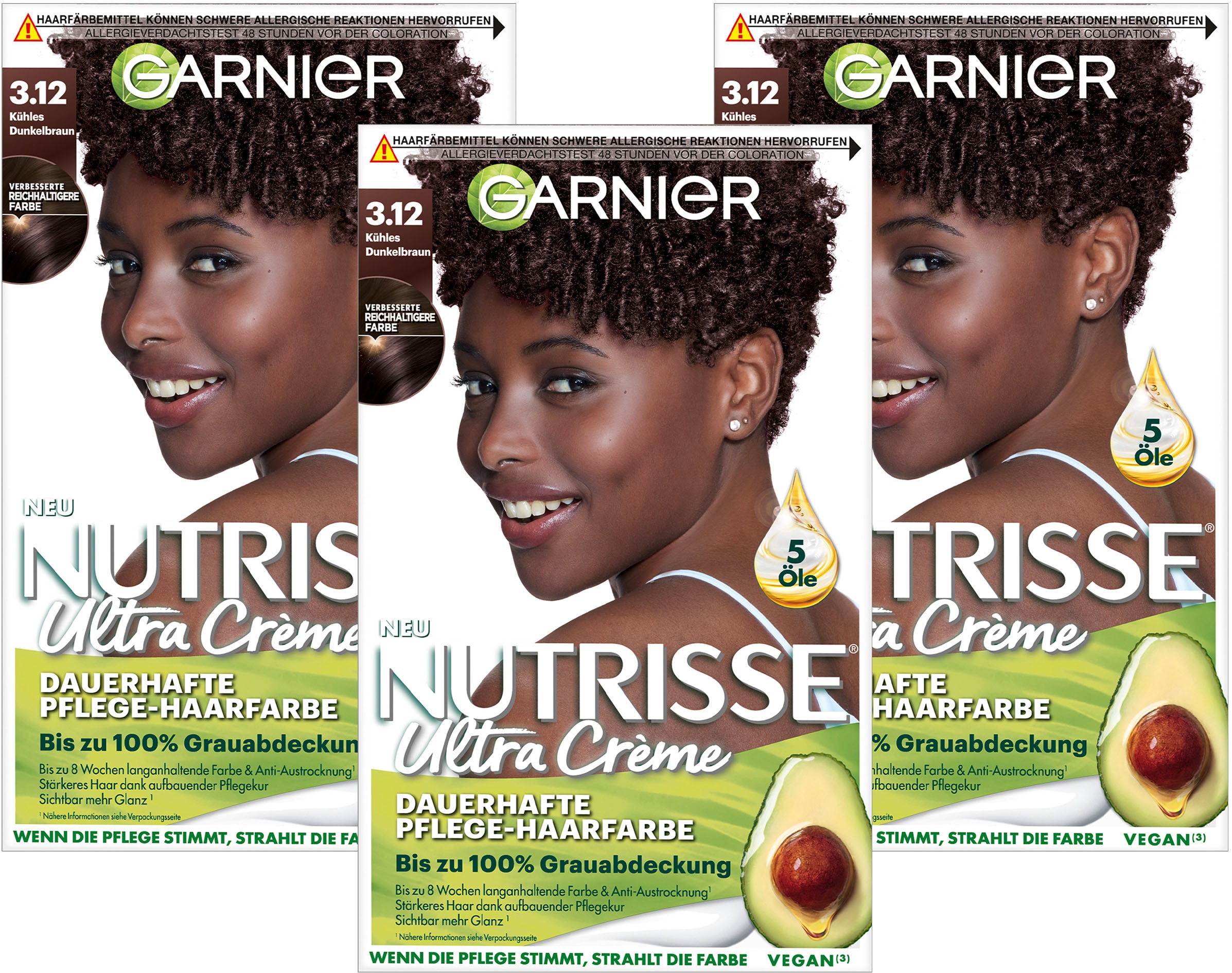 GARNIER Coloration »Garnier Nutrisse Creme«, (Packung, 3 tlg.), mit pflegender Formel