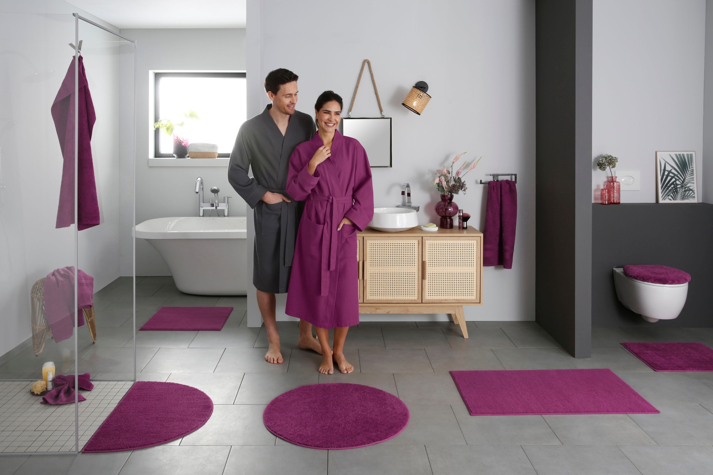 my home Badematte »Vanessa, Badvorleger, Badezimmer Teppich«, rutschhemmend beschichtet, schnell trocknend-fußbodenheizungsgeeignet-strapazierfähig, Badteppich, weiche Haptik, unifarben
