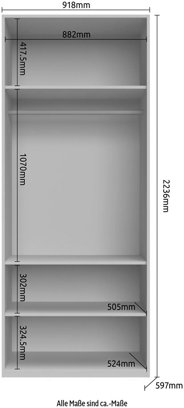 Places of Style Kleiderschrank »Piano, UV lackiert, hochglänzend in beige oder weiß, FSC-zertifiziert«, (Made in Europe), in vielen Breiten, Höhe 224cm, mit Soft-Close Funktion