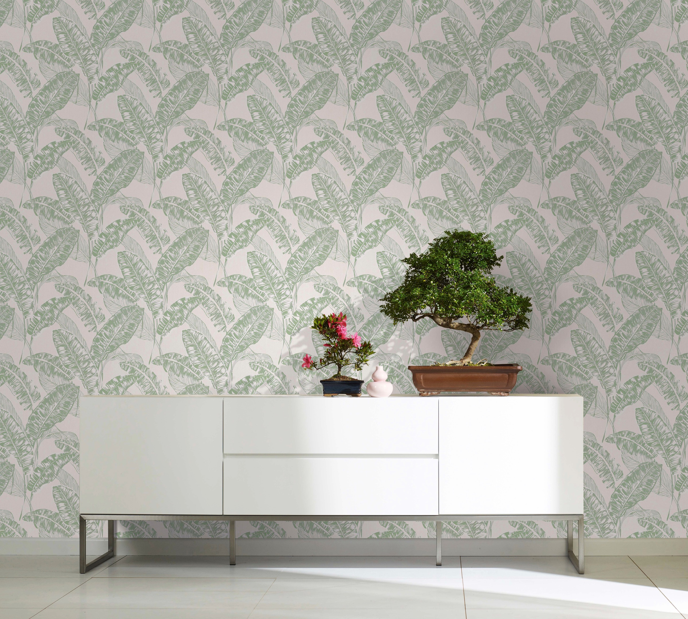 Glööckler Vliestapete 3D-Optik | botanisch | tropisch Dschungeloptik, moderne Tapete für Wohnzimmer Schlafzimmer Küche