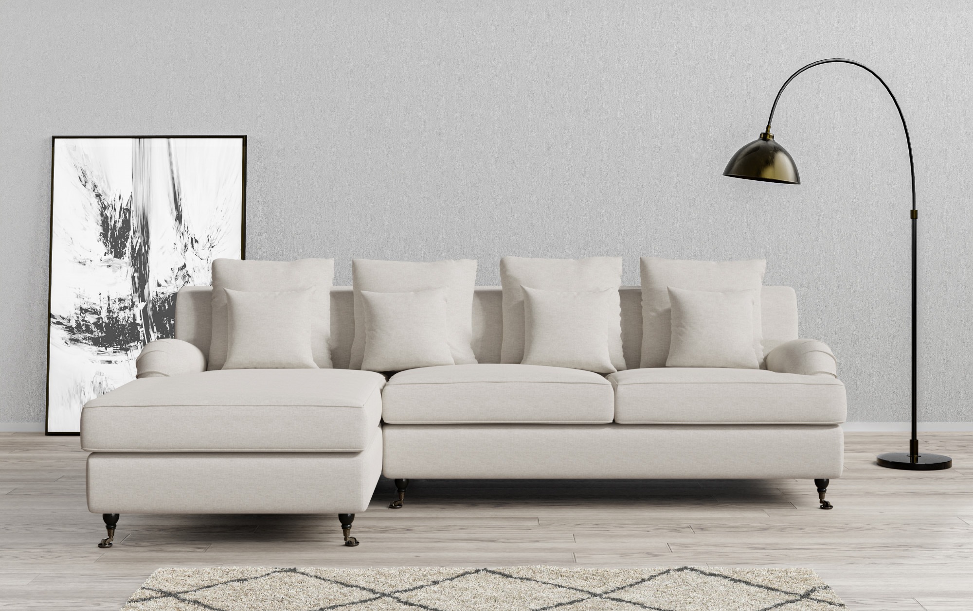 Guido Maria Kretschmer Home&Living Ecksofa »NORIN L-Form«, zwei Fußarten: vorne - Rollen, hinten - Holzfüße