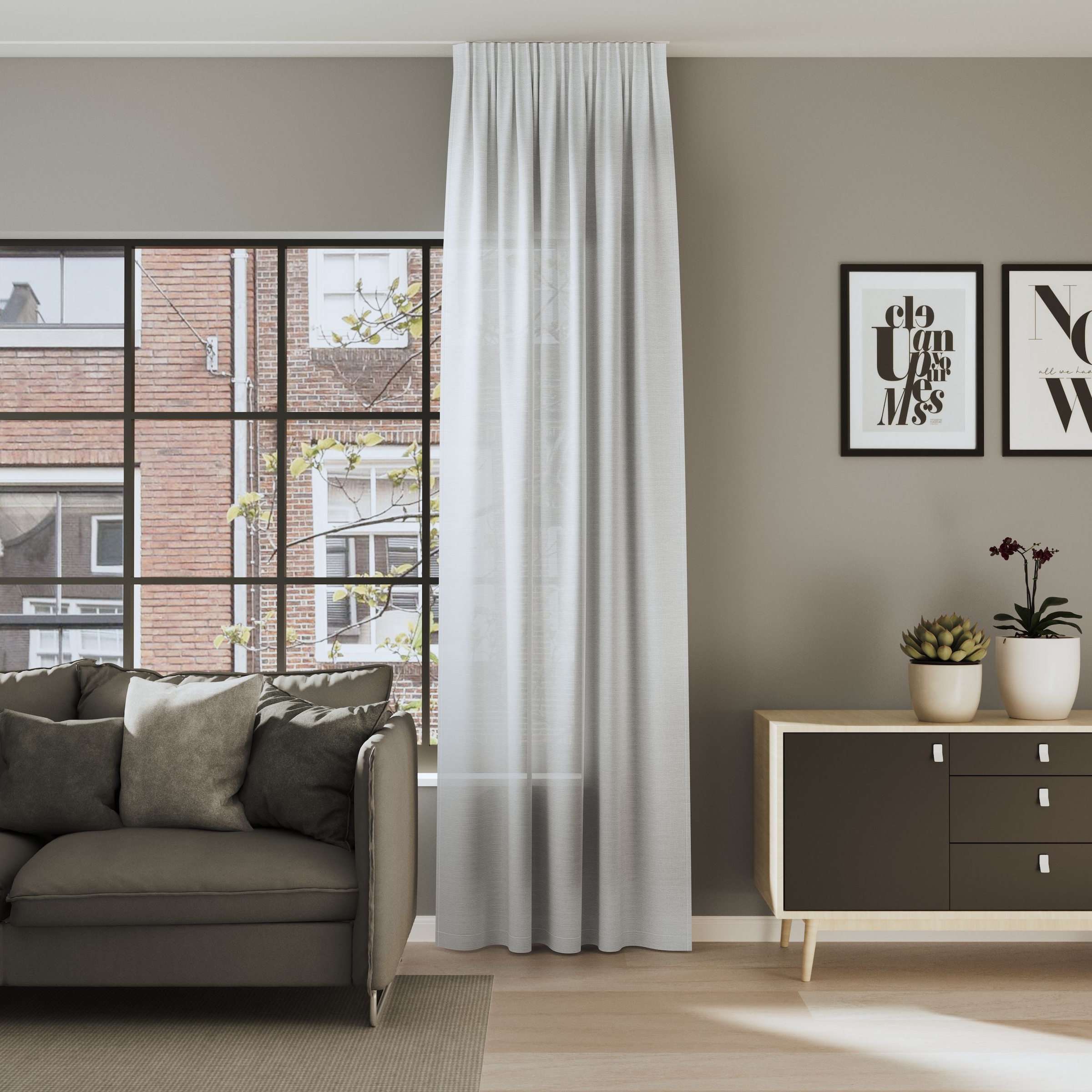 Vorhang NEUTEX FOR YOU, B:142cm H:245cmhellgrau, Jacquard, Polyester, Wohnzimmer, Gardinen, "ALLEY-ECO", Halbtransparentes Streifendesign