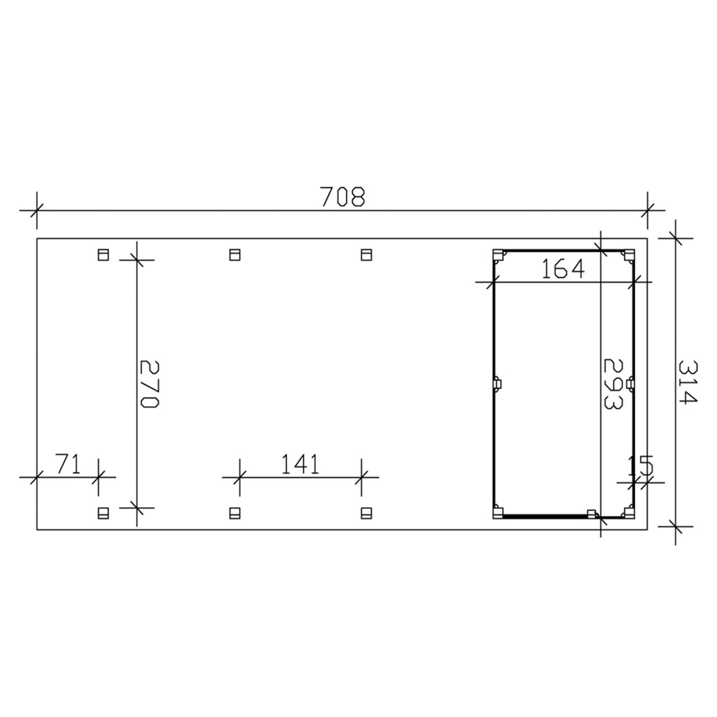 Skanholz Einzelcarport »Friesland 2«, Holz, 270 cm, braun