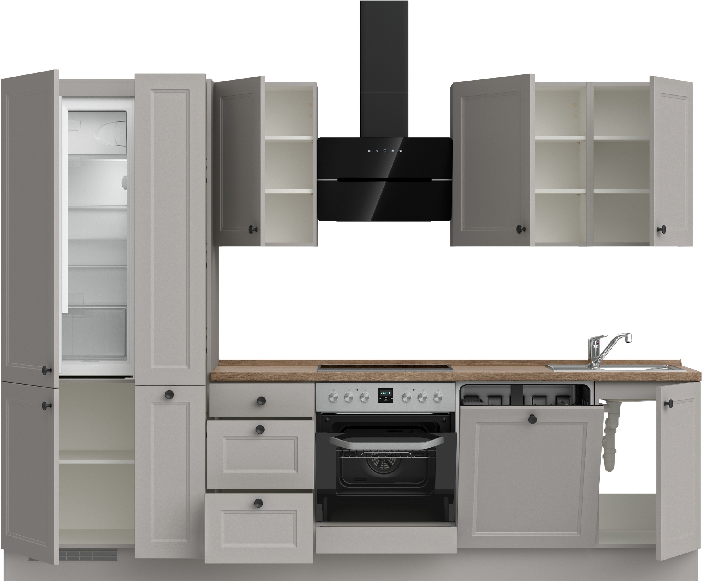 nobilia® Küchenzeile »"Cascada II"«, vormontiert, Breite 300 cm, Ausrichtung wählbar, wahlw. mit E-Geräten