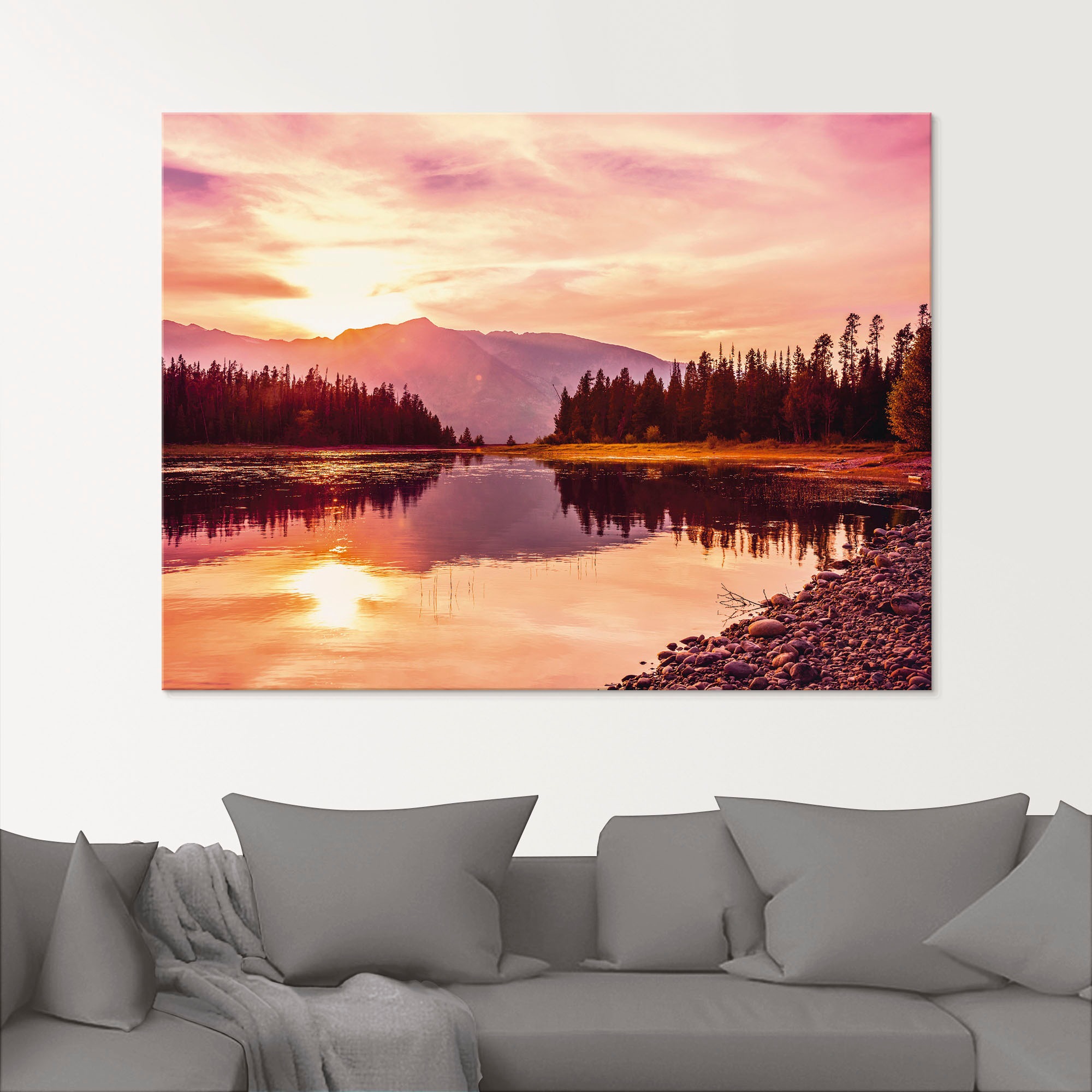 Artland Glasbild "Grand Teton Gebirge bei Sonnenuntergang" Sonnenaufgang & günstig online kaufen