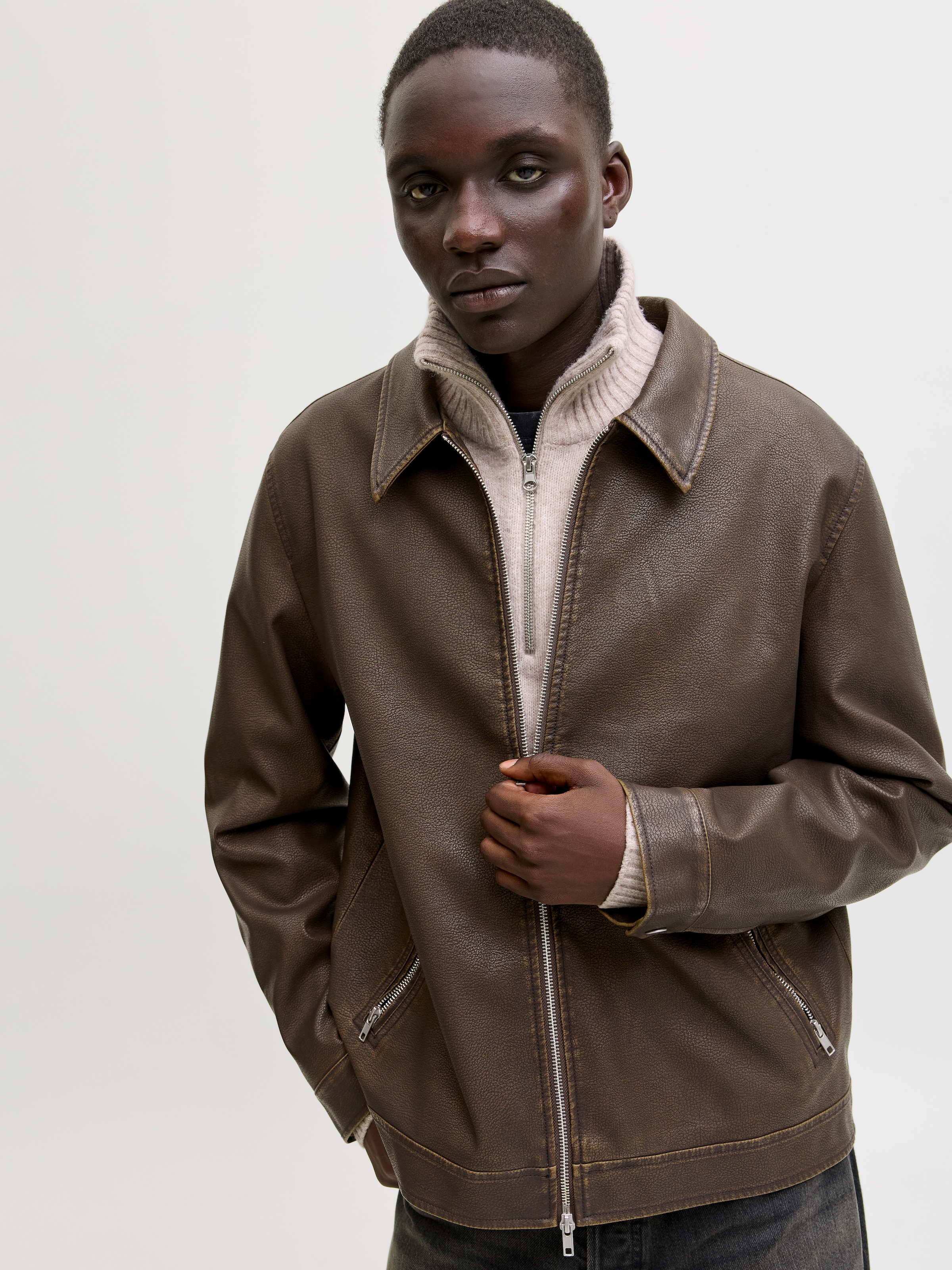 Jack & Jones Bikerjacke "JJECASABLANCA PU JACKET NOOS" ohne Kapuze günstig online kaufen