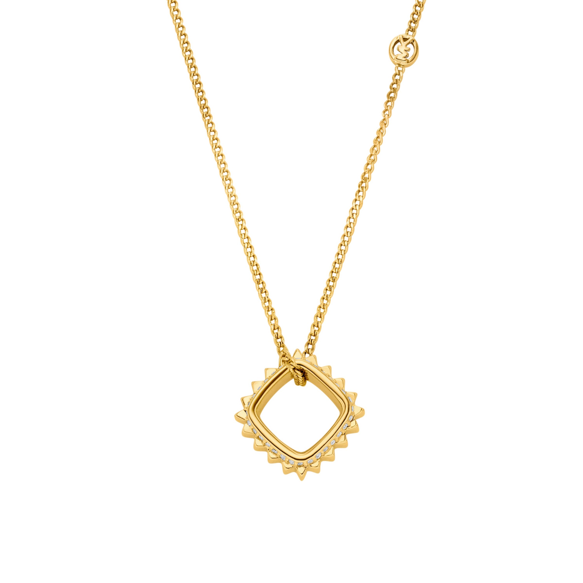Kette mit Anhänger MICHAEL KORS "Schmuck Geschenk Metall PREMIUM", gelbgoldfarben, kristallweiß, Halsketten, Damen, Metall, L: 45,5 B: 1mm, mit Zirkonia (synth.), B:1mm 2