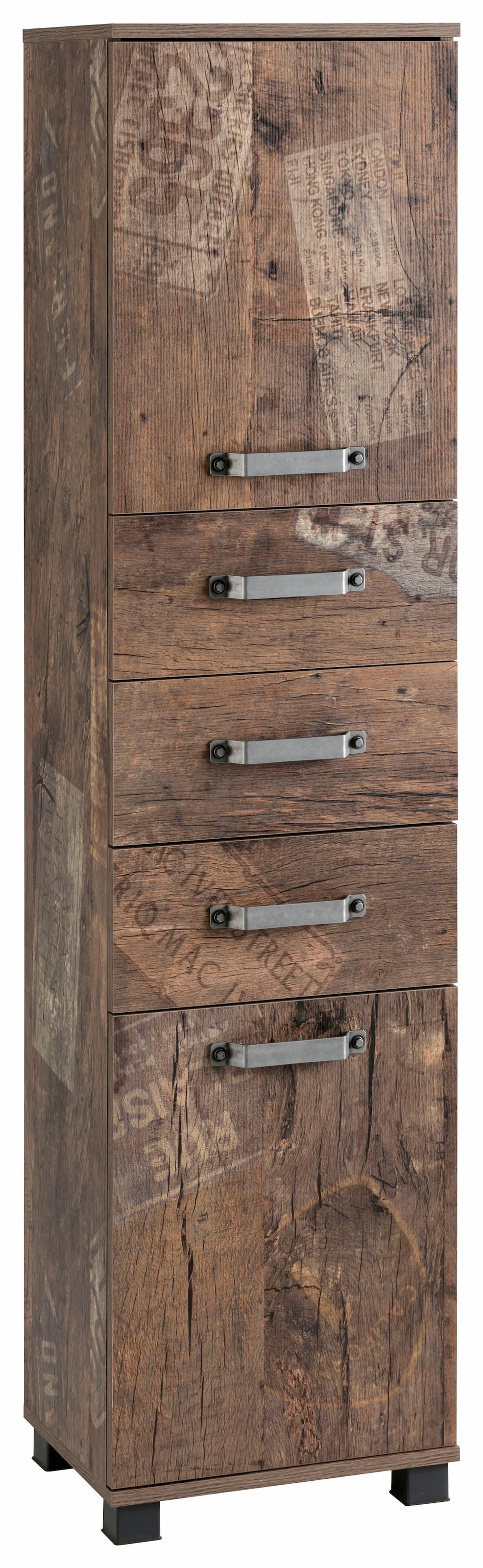Hochschrank »Milan«, Breite 40,5 cm, mit 2 Türen, 3 Schubladen & Metallgriffen