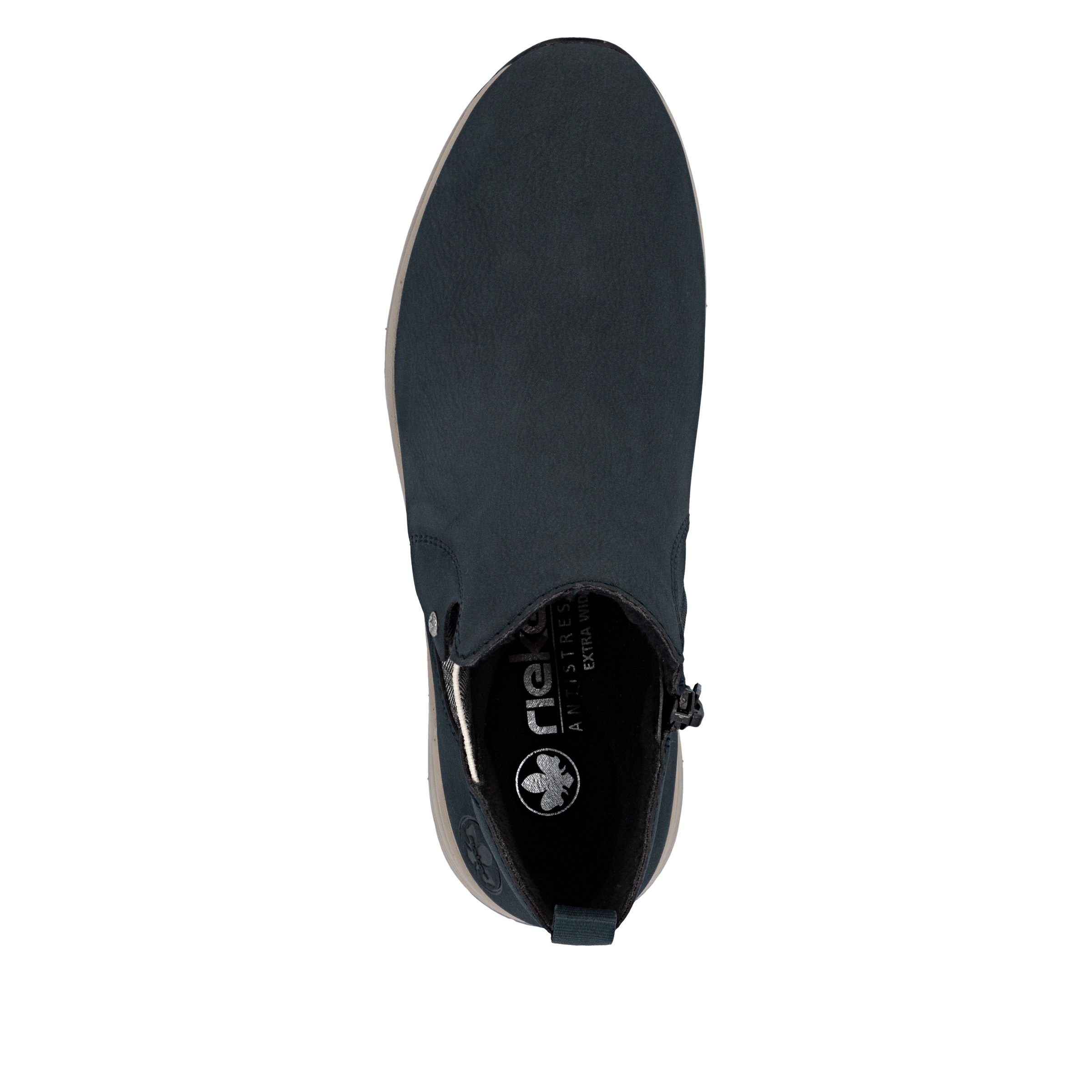 Chelseaboots RIEKER, Damen, Gr. 40, blau (nachtblau), Elastischer Einsatz, Nubuklederimitat, Schuhe Chelseaboots, Boots, Stiefelette, High Top Sneaker, Keilboots mit Stretcheinsatz 3
