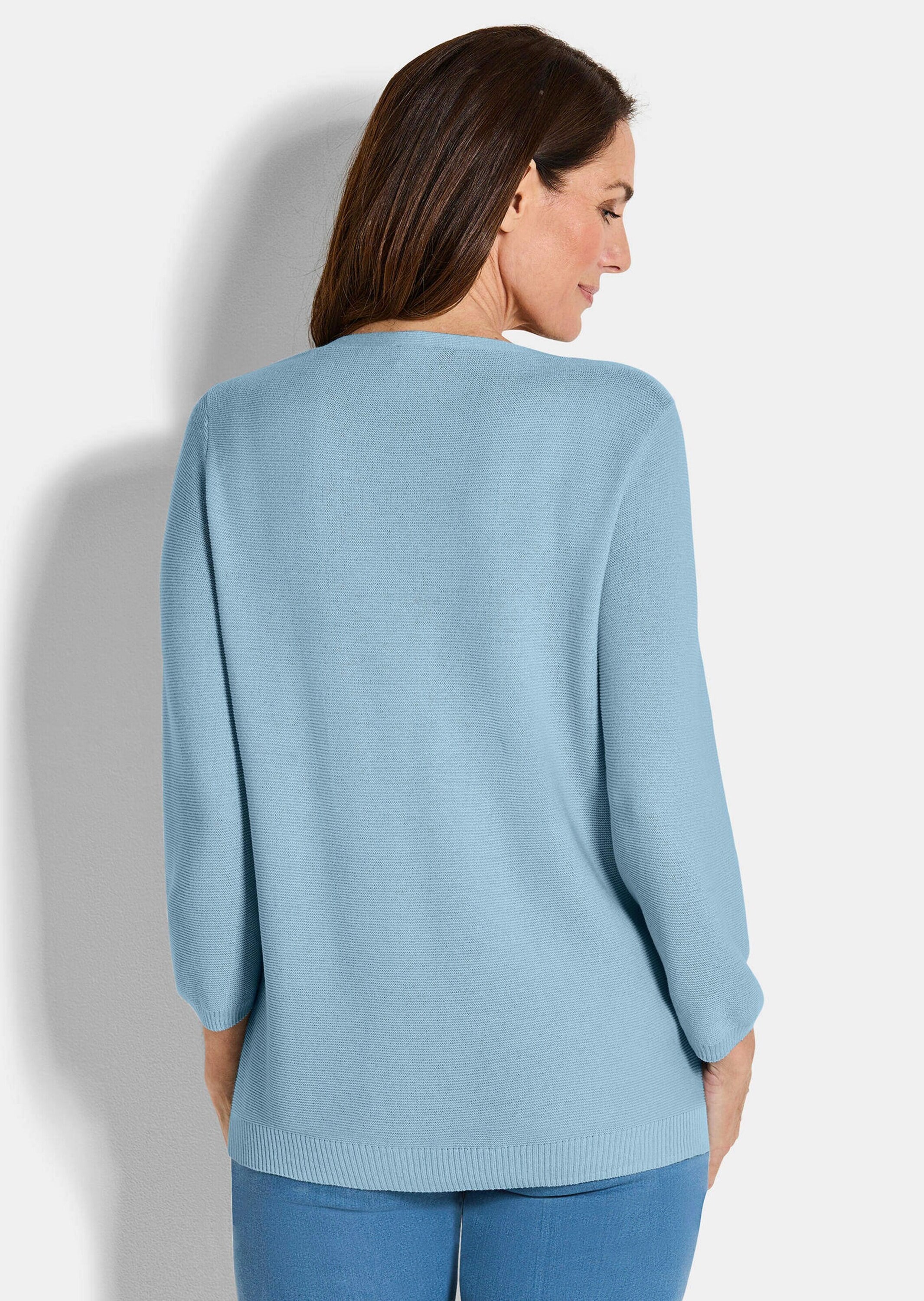 GOLDNER Rundhalspullover »Kurzgröße Eleganter Baumwollpullover, Halbarm«