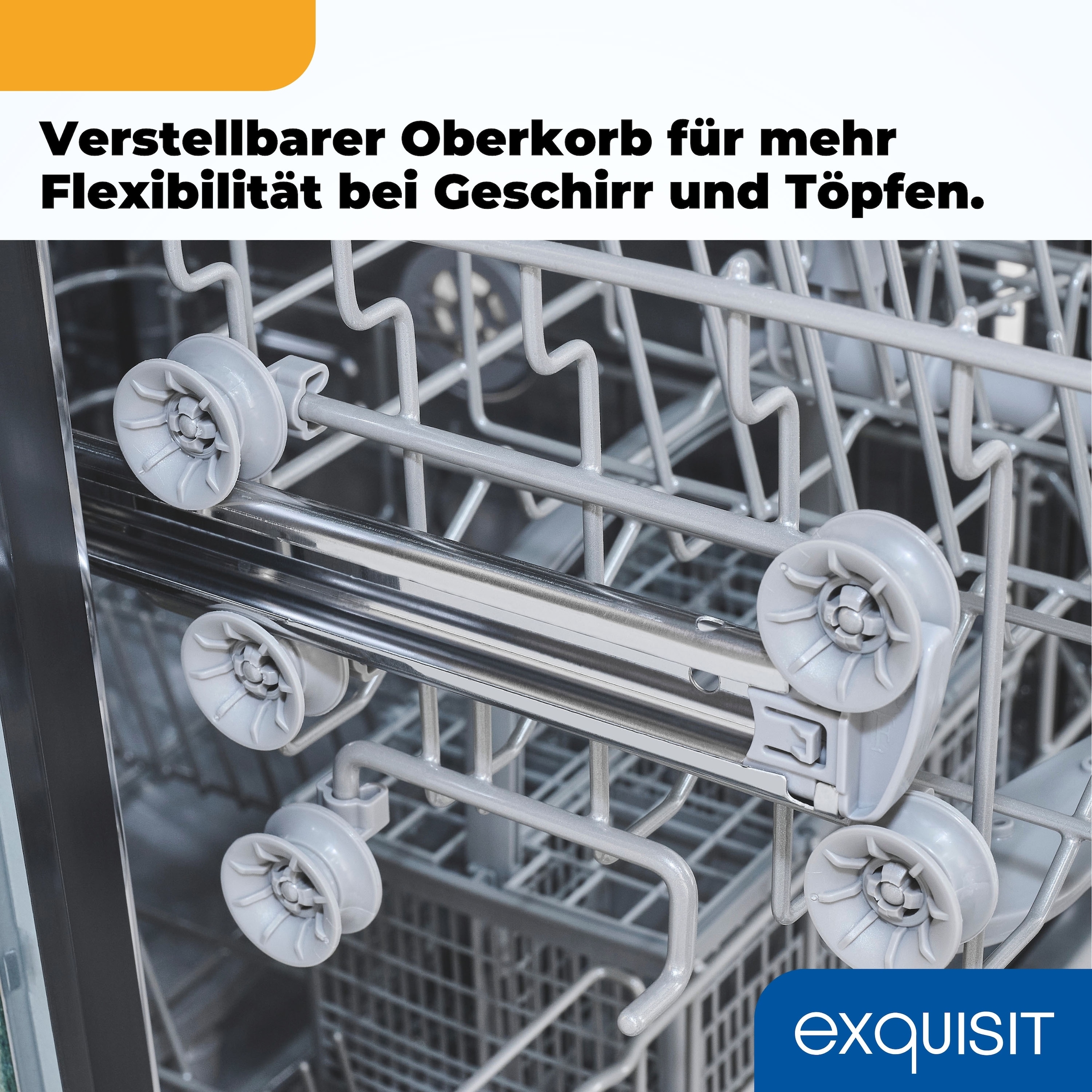 exquisit vollintegrierbarer Geschirrspüler 6312 »EGSP6312-E-030E silber« 11 l 12 tlg. Maßgedecke 12 Maßgedecke & flüsterleise 49 dB – stark und angenehm ruhig
