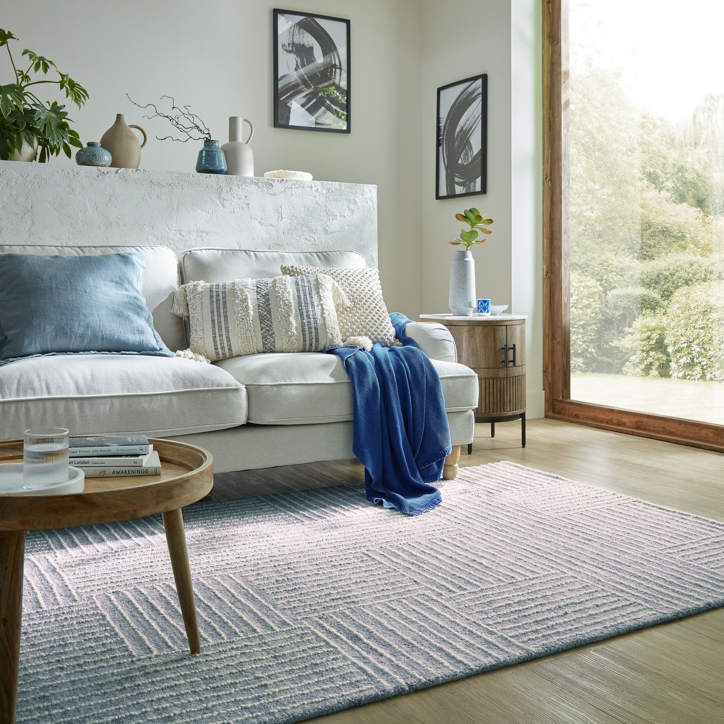 FLAIR RUGS Wollteppich »Abstract Check«, rechteckig, 5 mm Höhe, Teppich aus Wolle mit abstraktem Karomuster