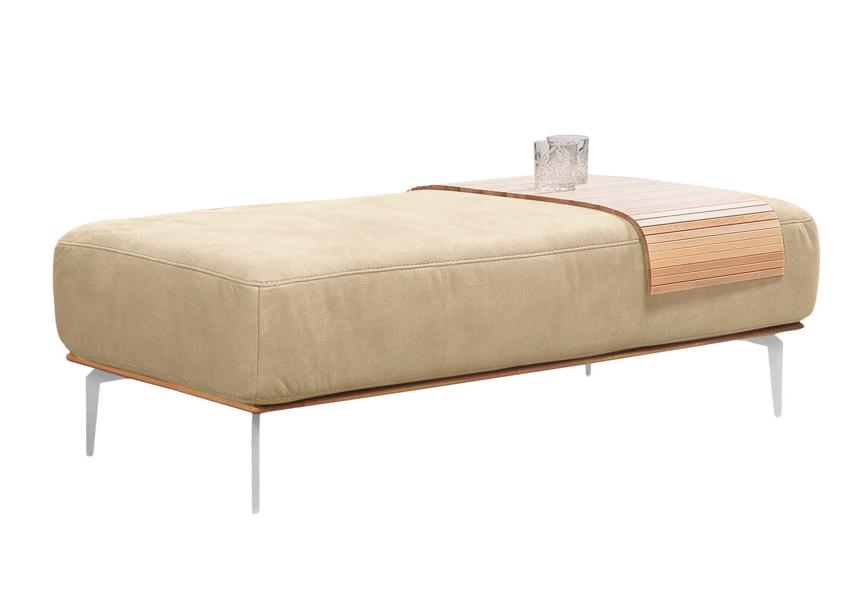 W.SCHILLIG Polsterhocker mit elegantem Holzsockel, Füße in Chrom glänzend, günstig online kaufen