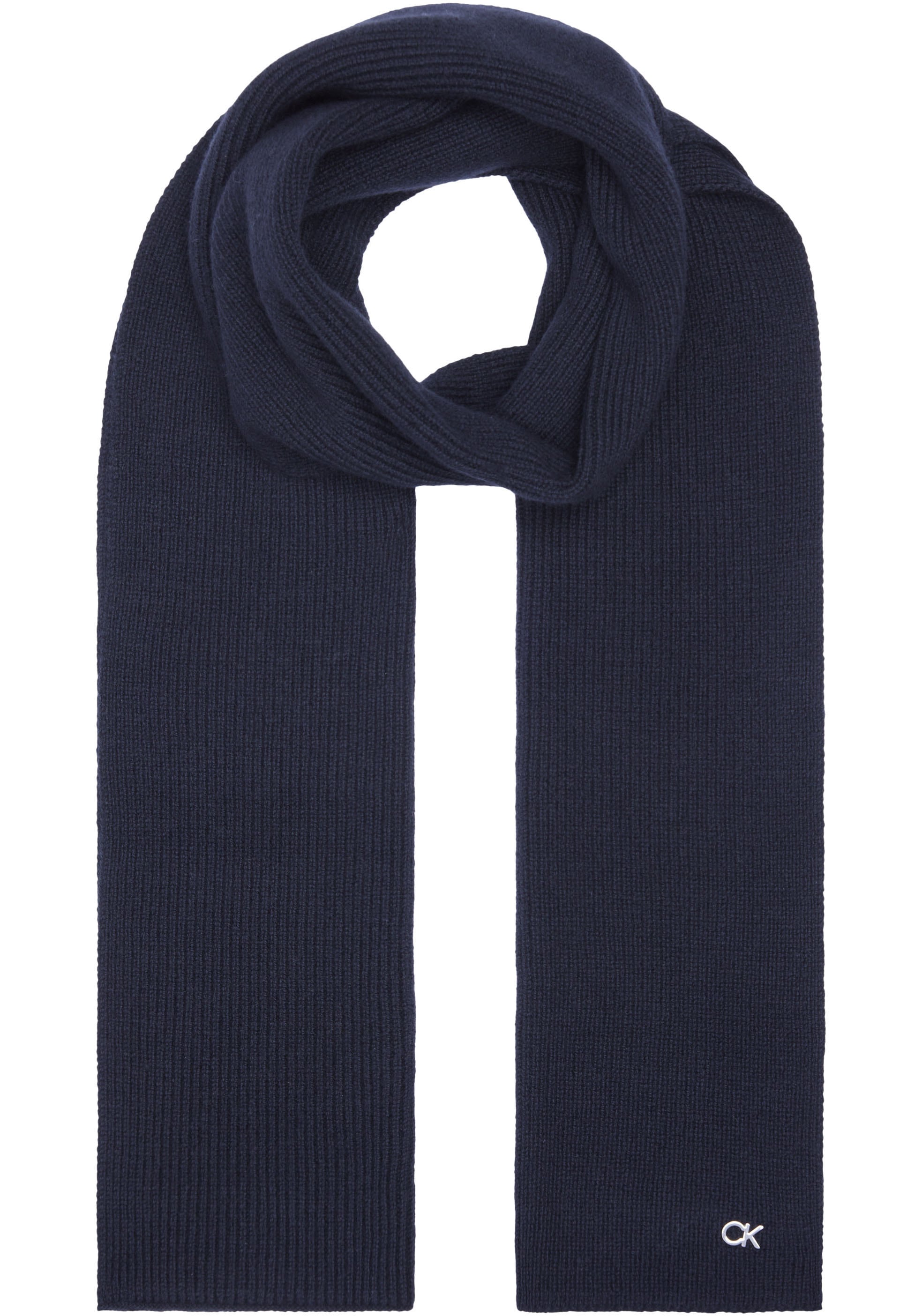 Calvin Klein Schal "CK METAL CHUNKY RIB HW SCARF", mit Logozeichen