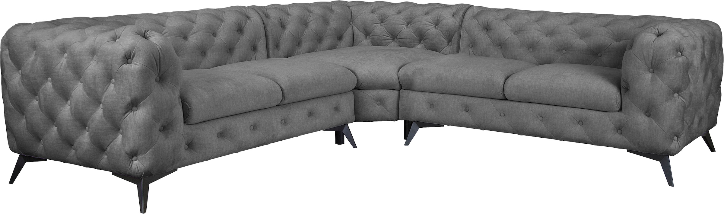 Leonique Chesterfield-Sofa "Glynis L-Form", aufwändige Knopfheftung, moderne Chesterfield Optik, Fußfarbe wählbar