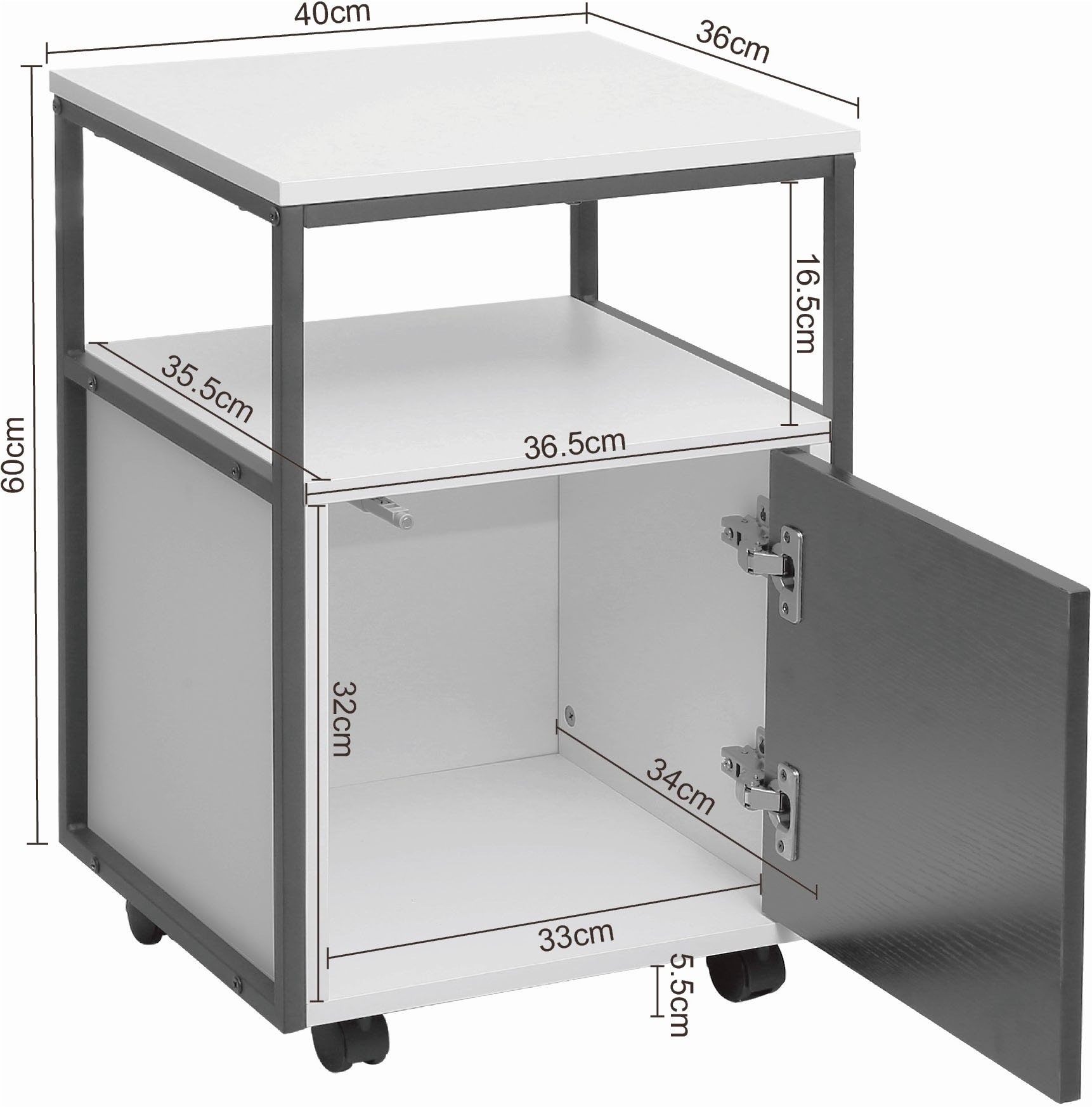 INOSIGN Rollcontainer »Korpo«, Metallgestell, Push-to-open, feststellbare Rollen, Breite 40 cm